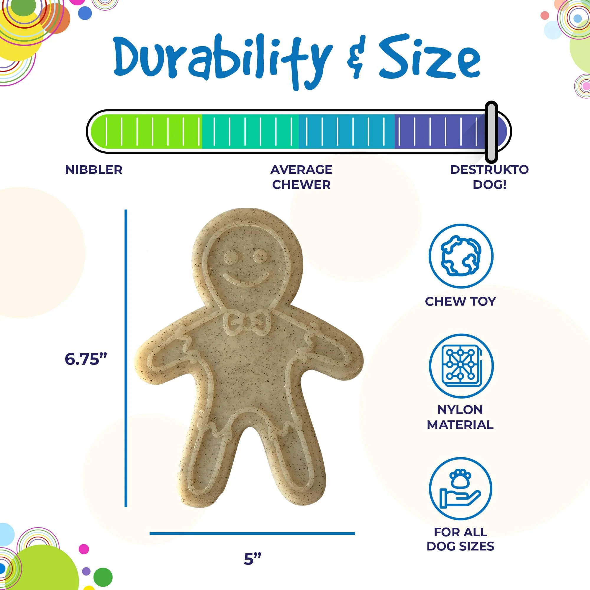 Gingerbread Man Nylon Dog Chew Toy for Aggressive Chewers | USA Made - Image 4