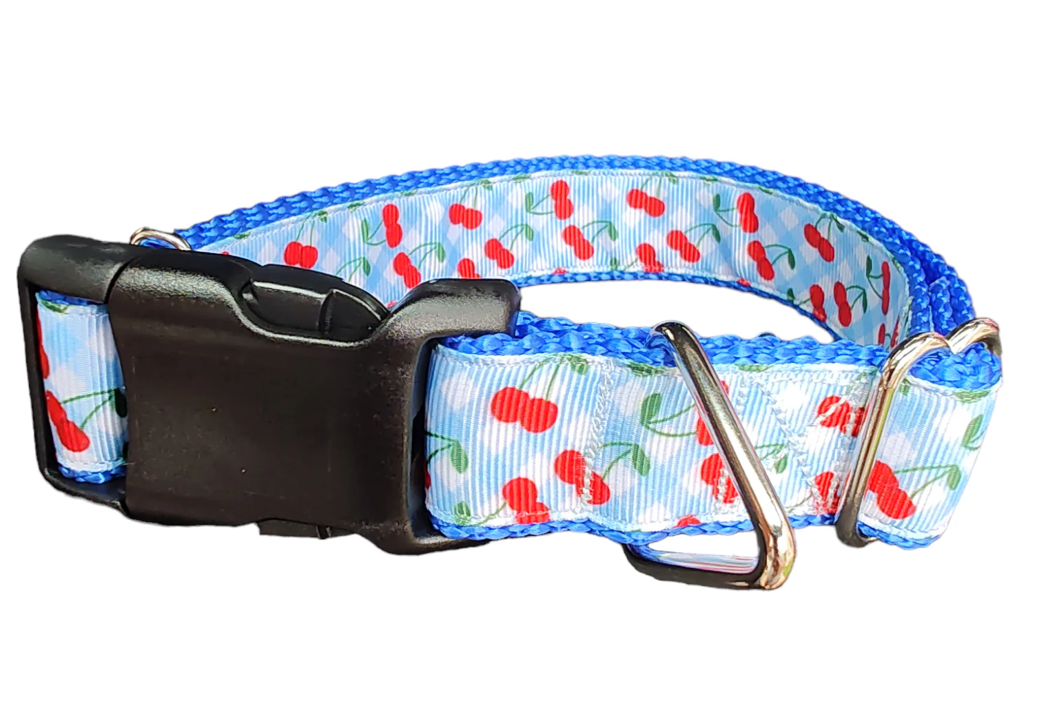 Gingham Cherries Nylon Dog Collar - Image 2