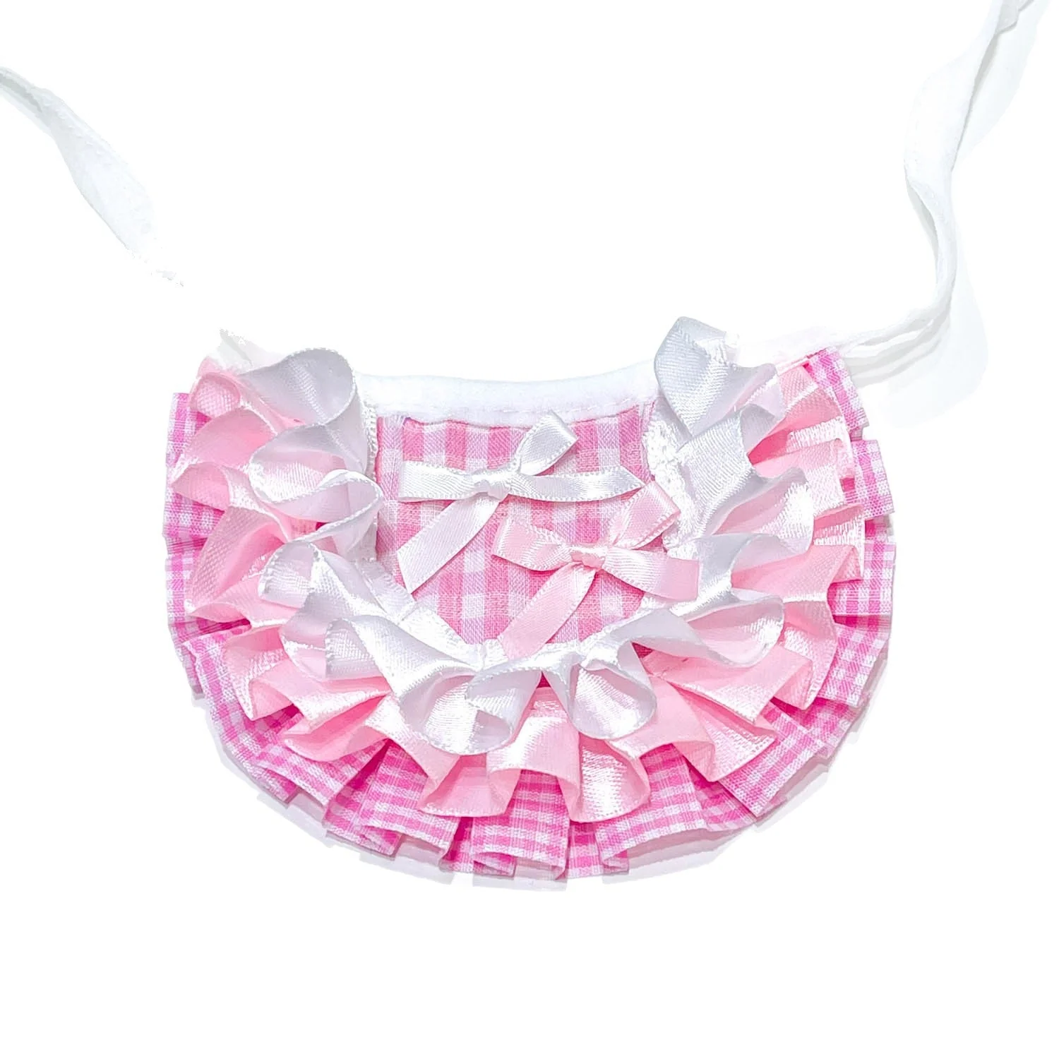 Gingham Pet Bib with Ruffles & Satin Bows - Image 2
