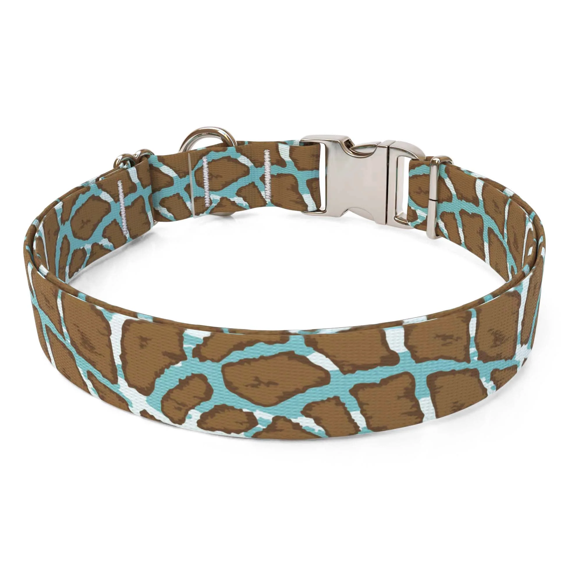 Giraffe Print Teal Dog Collar - Image 2