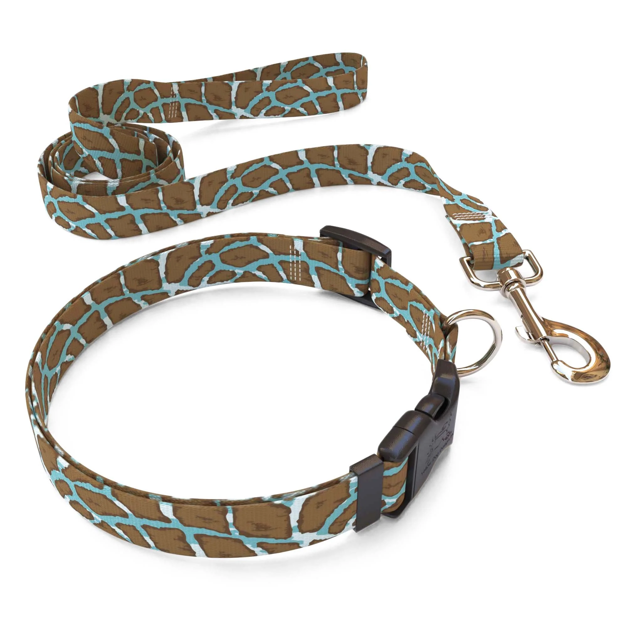 Giraffe Print Teal Dog Collar - Image 3