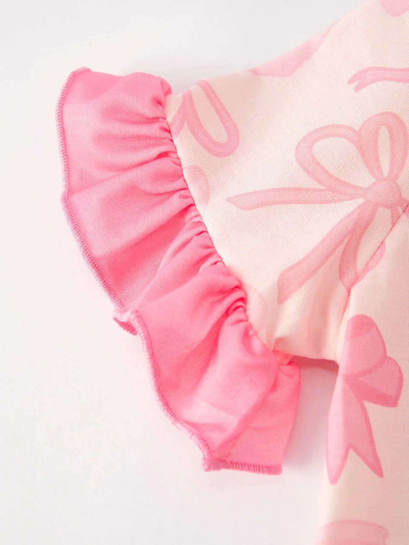 Girls Pink Bow Print Pajamas Set - Image 5