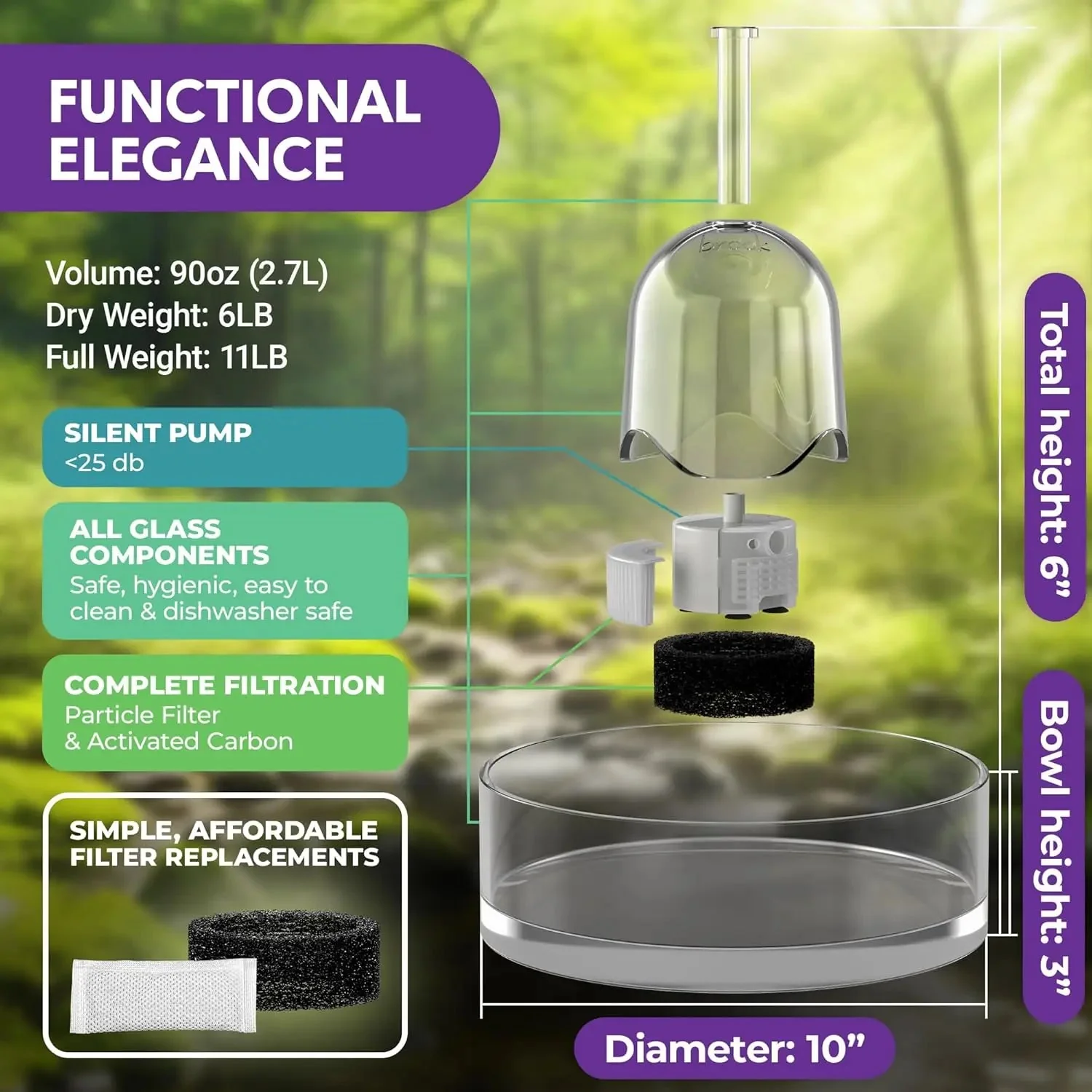 Glass Pet Water Fountain – Modern Hydration for Cats & Small Dogs - Image 5