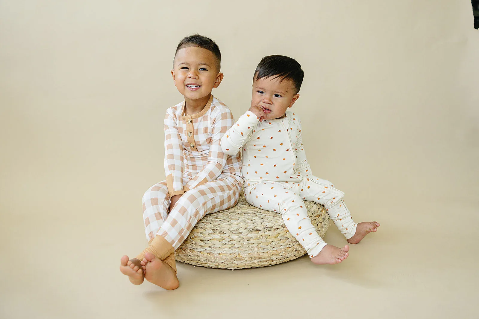 Golden Gingham 2pc Henley Bamboo Pajamas - Sizes Newborn & Up - Image 5