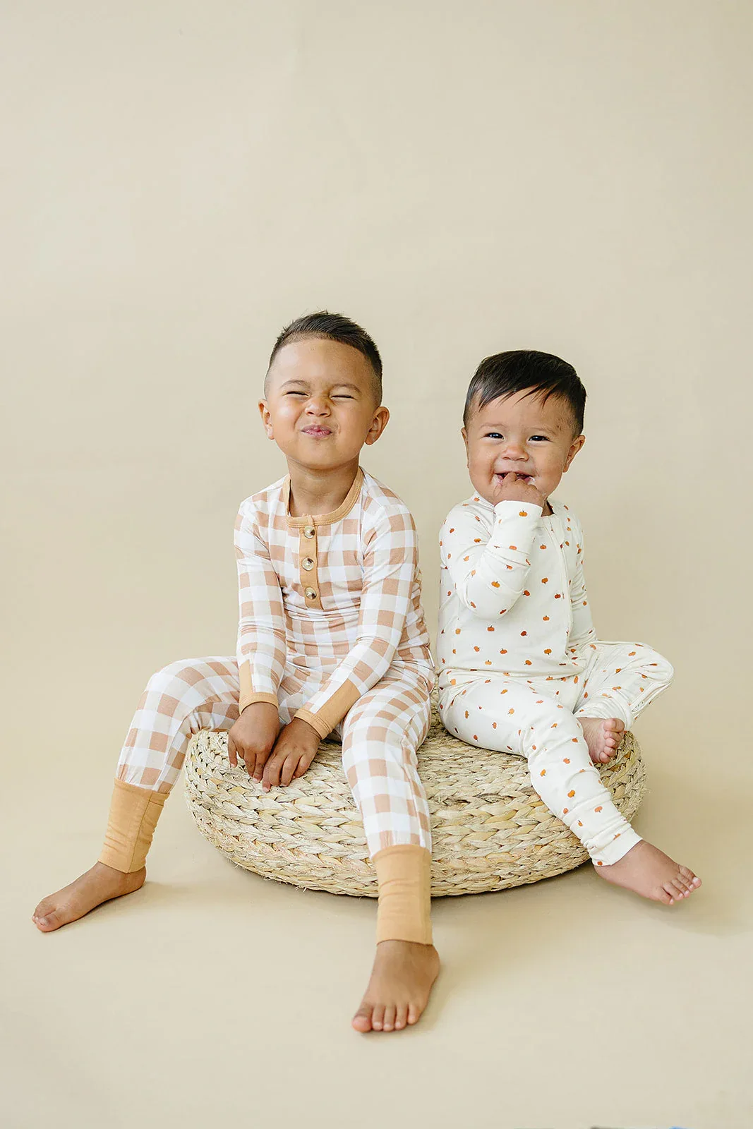 Golden Gingham 2pc Henley Bamboo Pajamas - Sizes Newborn & Up - Image 6