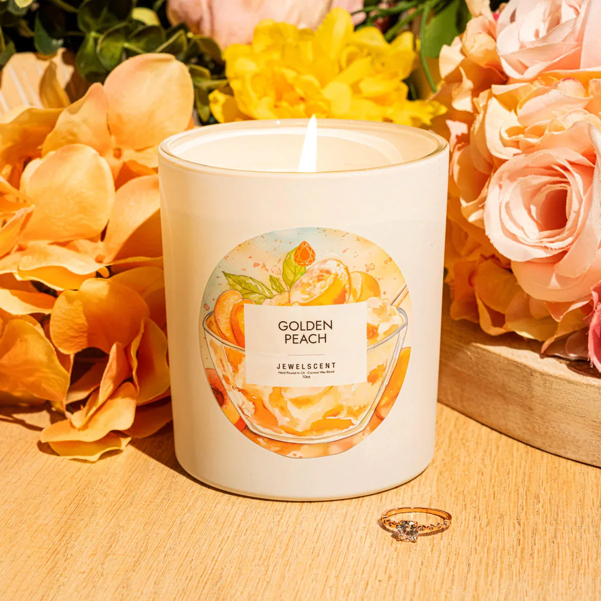 Golden Peach 10oz Signature Jewelry  Candle - Image 2