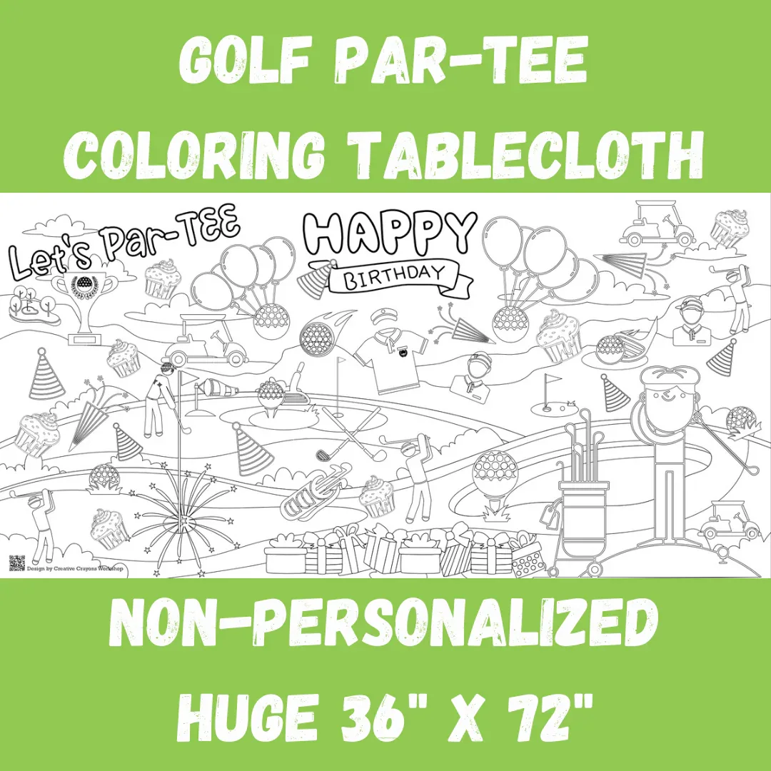 Golf Birthday Coloring Tablecloth - Image 5