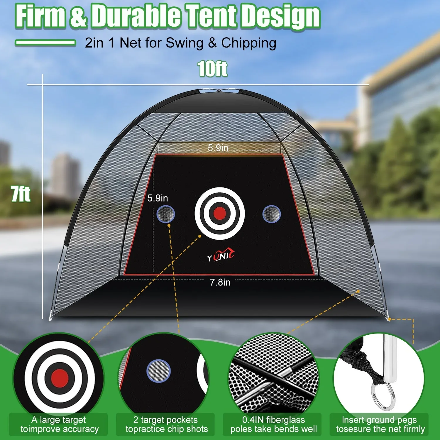 Golf Practice Net - Tent Style (10ft x 7ft) - Image 3