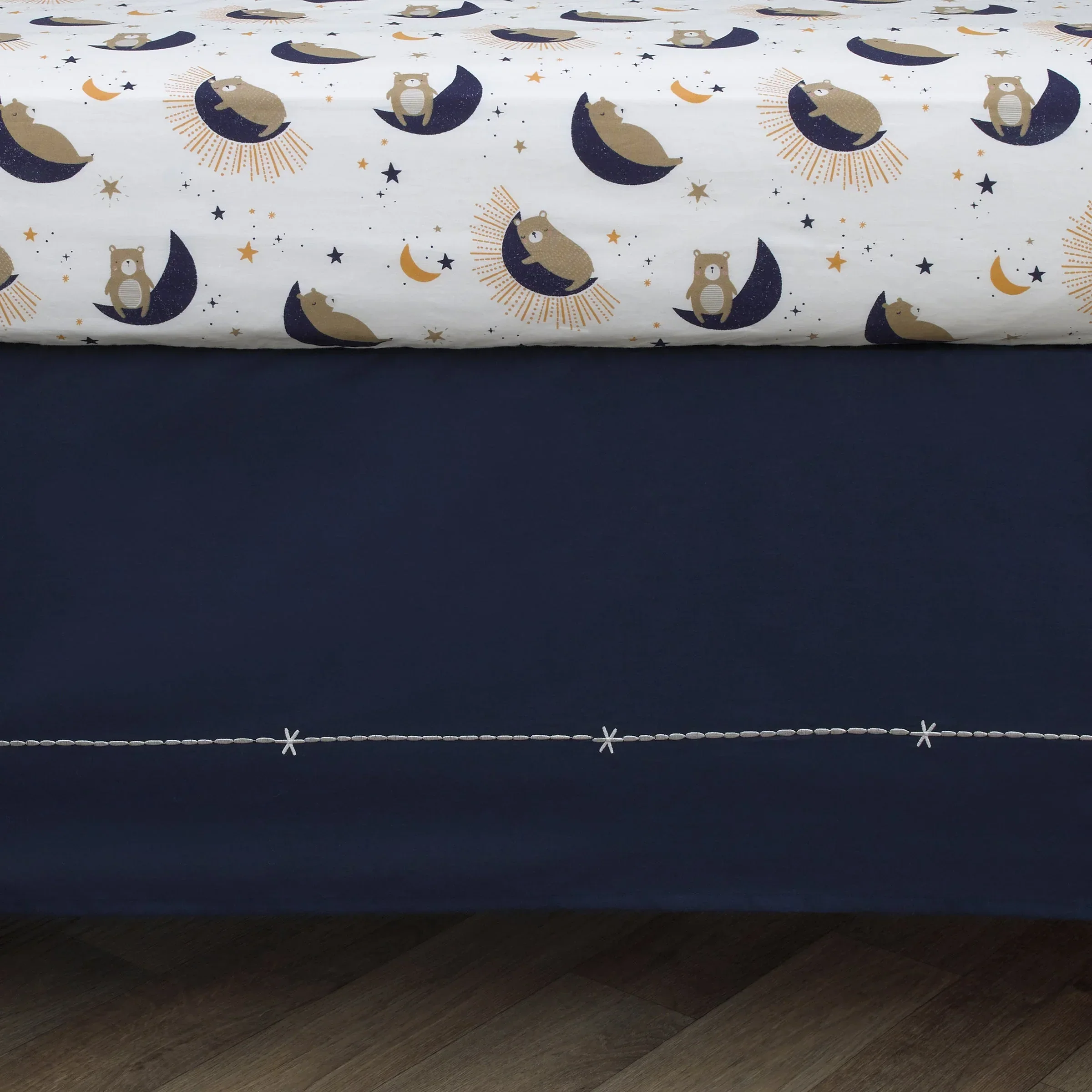 Goodnight Sleep Tight White and Blue Koala, Sloth, Bear, Star, and Moon 4 Piece Nursery Crib Bedding Set - Comforter, 100% Cotton Fitted Crib Sheet, Crib Skirt, and Storage - Image 10