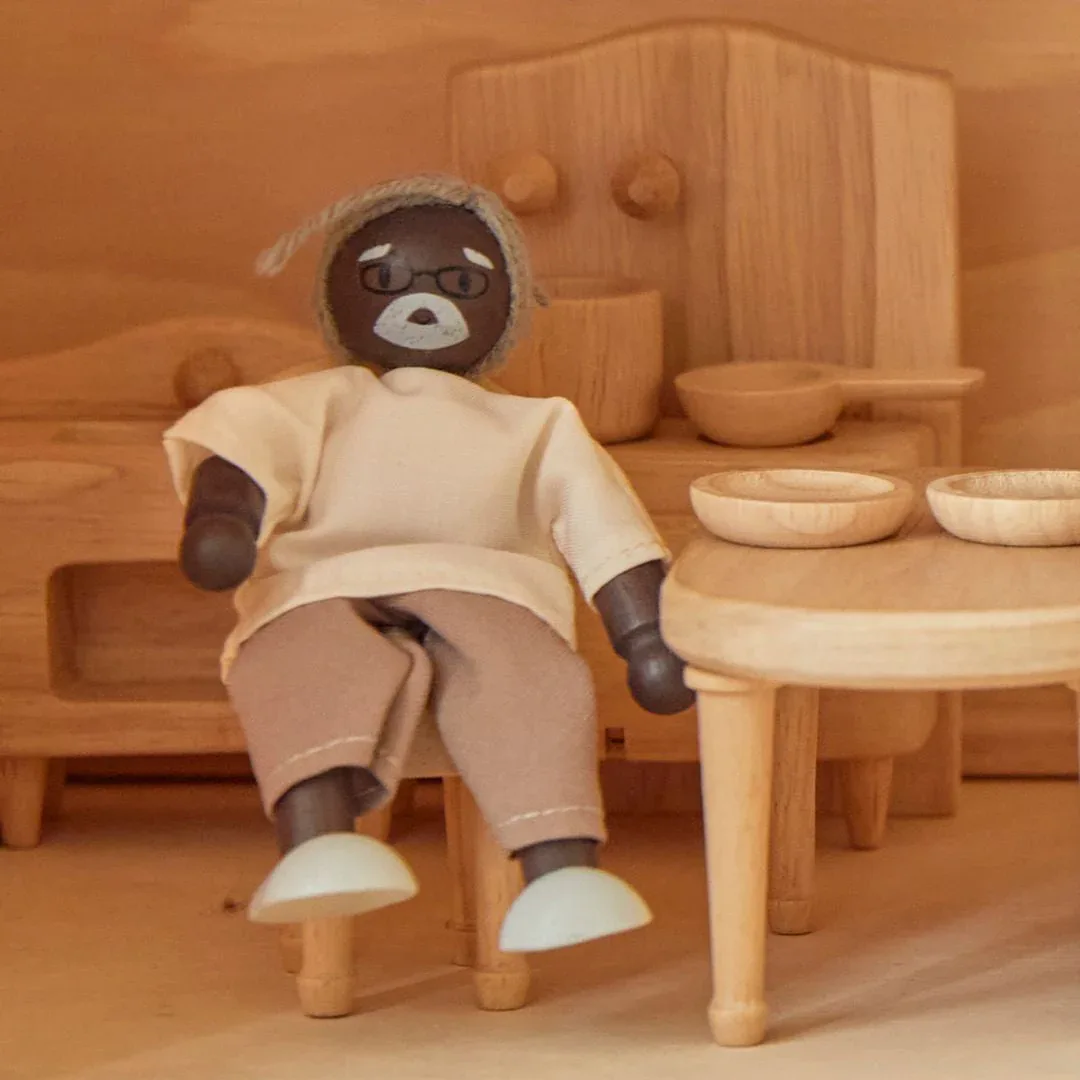 Grandfather Dollhouse Figure - Dark Skin Tone - Image 3