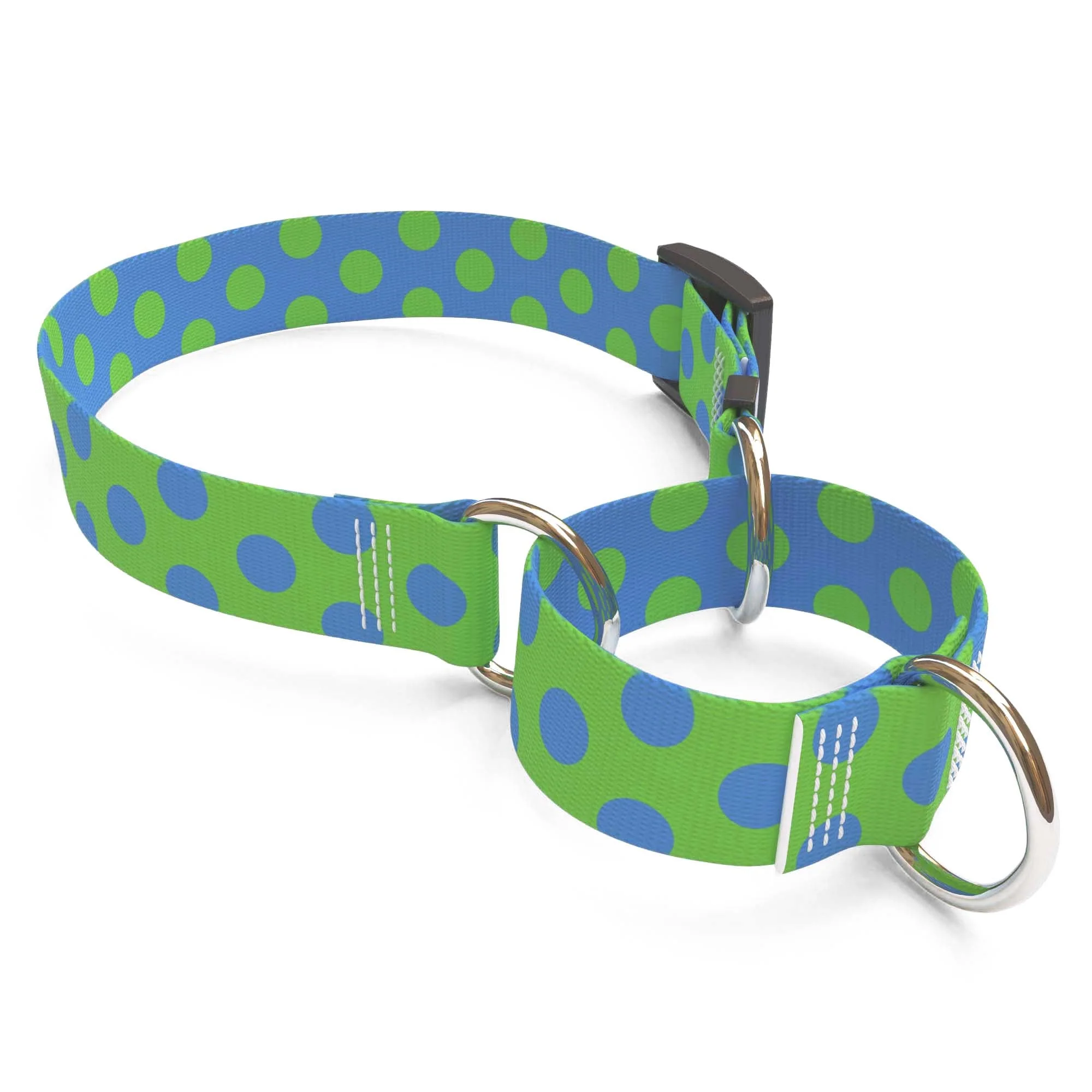 Green and Blue Polka Dot Dog Collar - Image 3