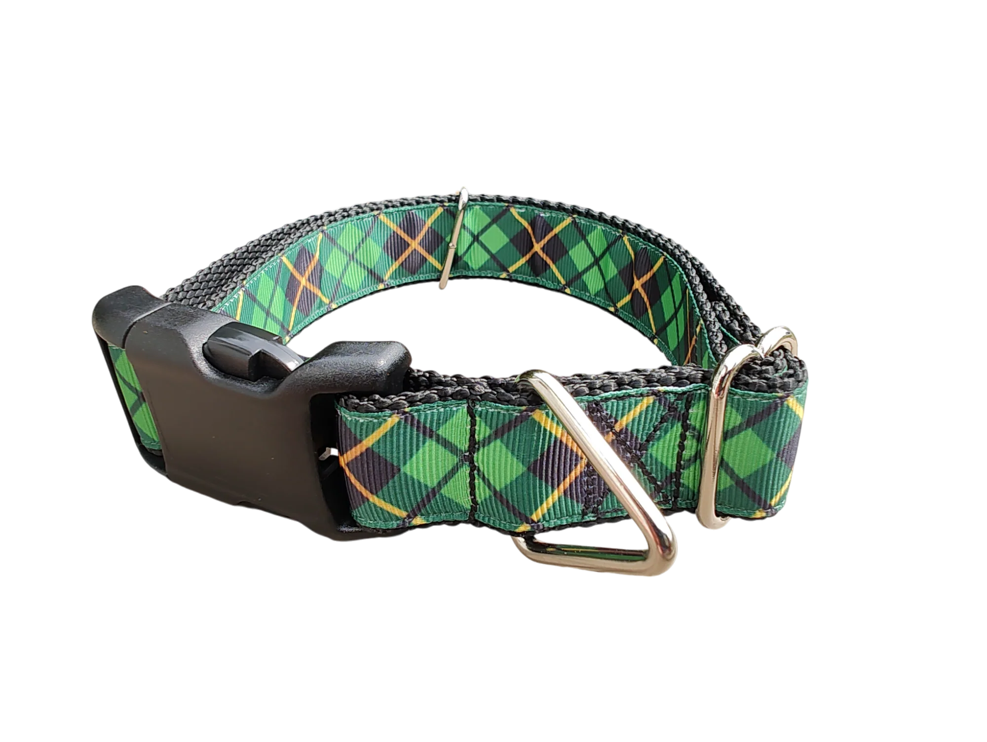 Green and Gold Plaid Nylon Dog Collar - Image 2