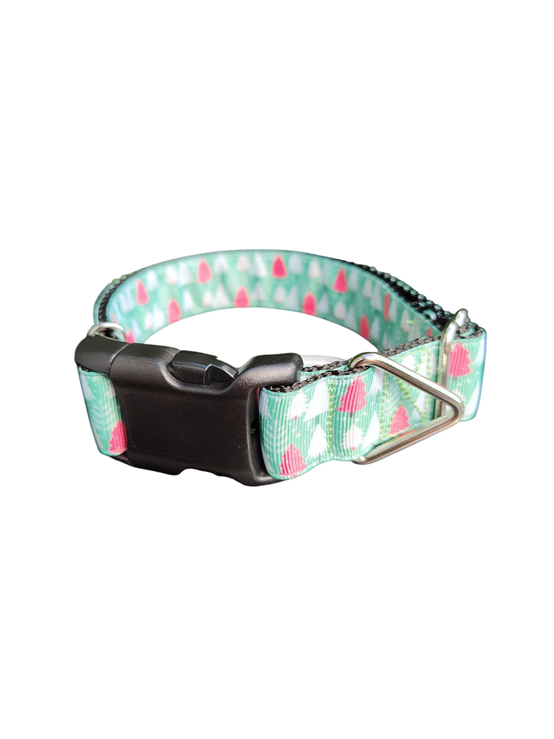 Green and Pink Trees Nylon Dog Collar - Image 2