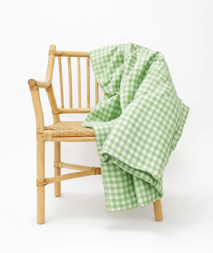 Green Gingham Crib Quilted Blanket - Image 2