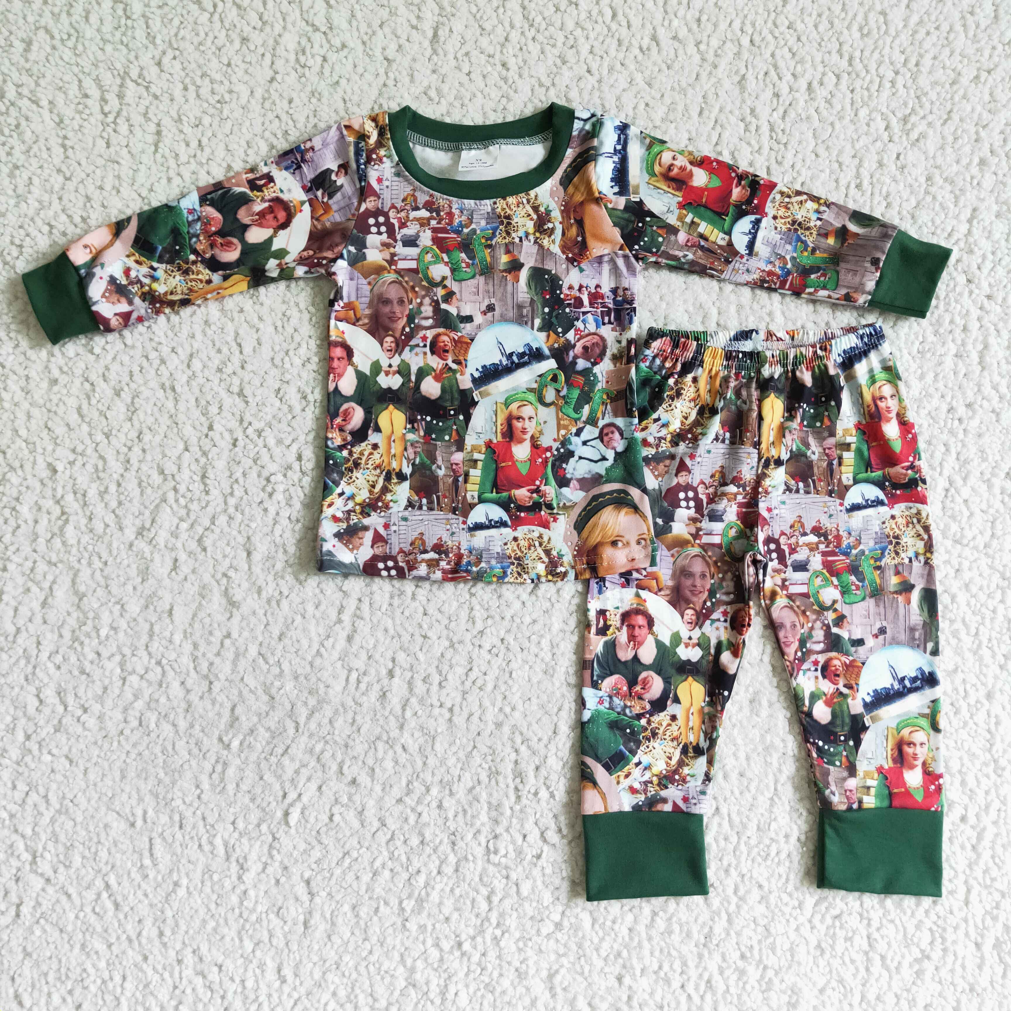 Green man naughty and nice shelf boy Christmas pajamas - Image 2