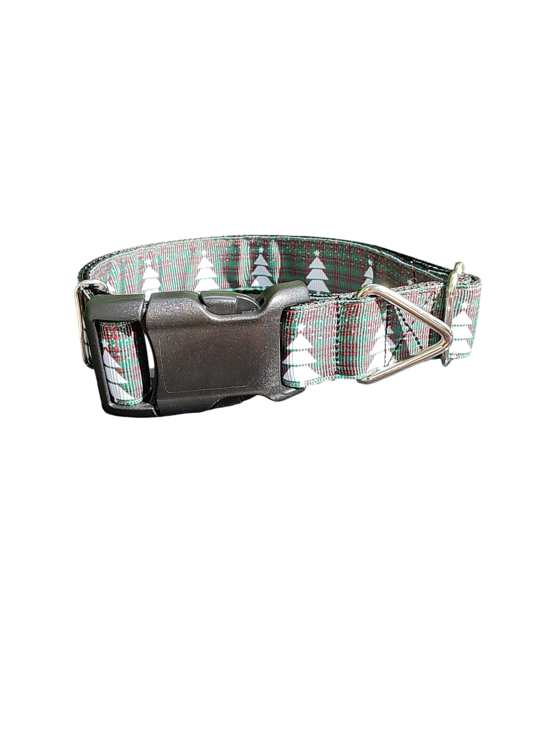 Green Plaid Trees Nylon Dog Collar - Image 2