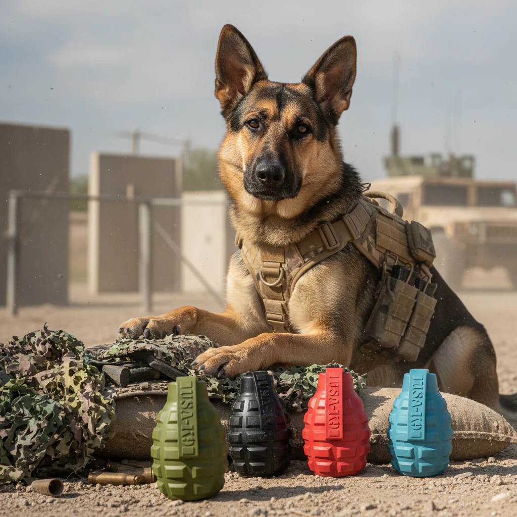 Grenade Shaped eDispenser Durable Dog Chew Toy & Treat Dispenser - Magnum Black - Image 2