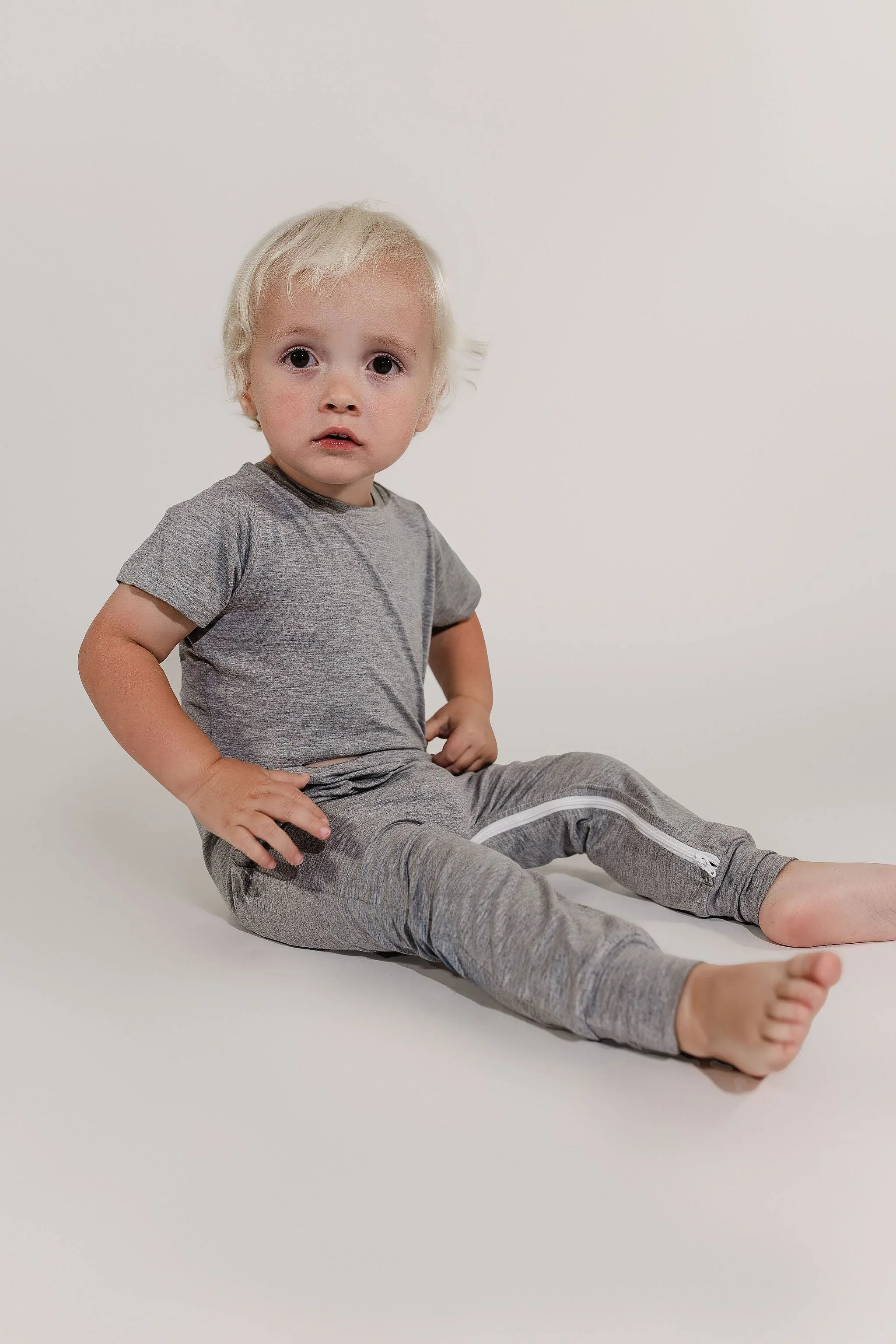 Grey Bamboo Lyocell Romper with G-Tube Access - Image 2