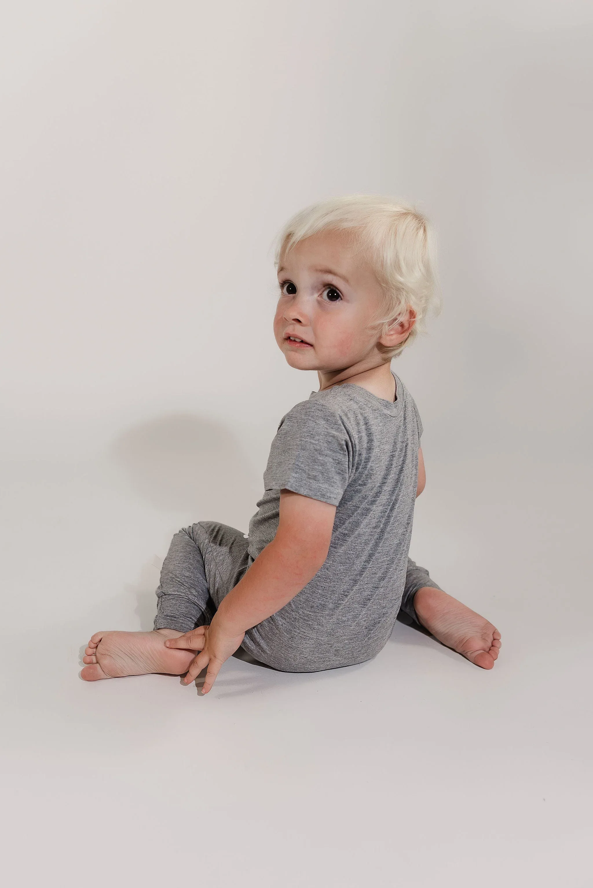 Grey Bamboo Lyocell Romper with G-Tube Access - Image 3