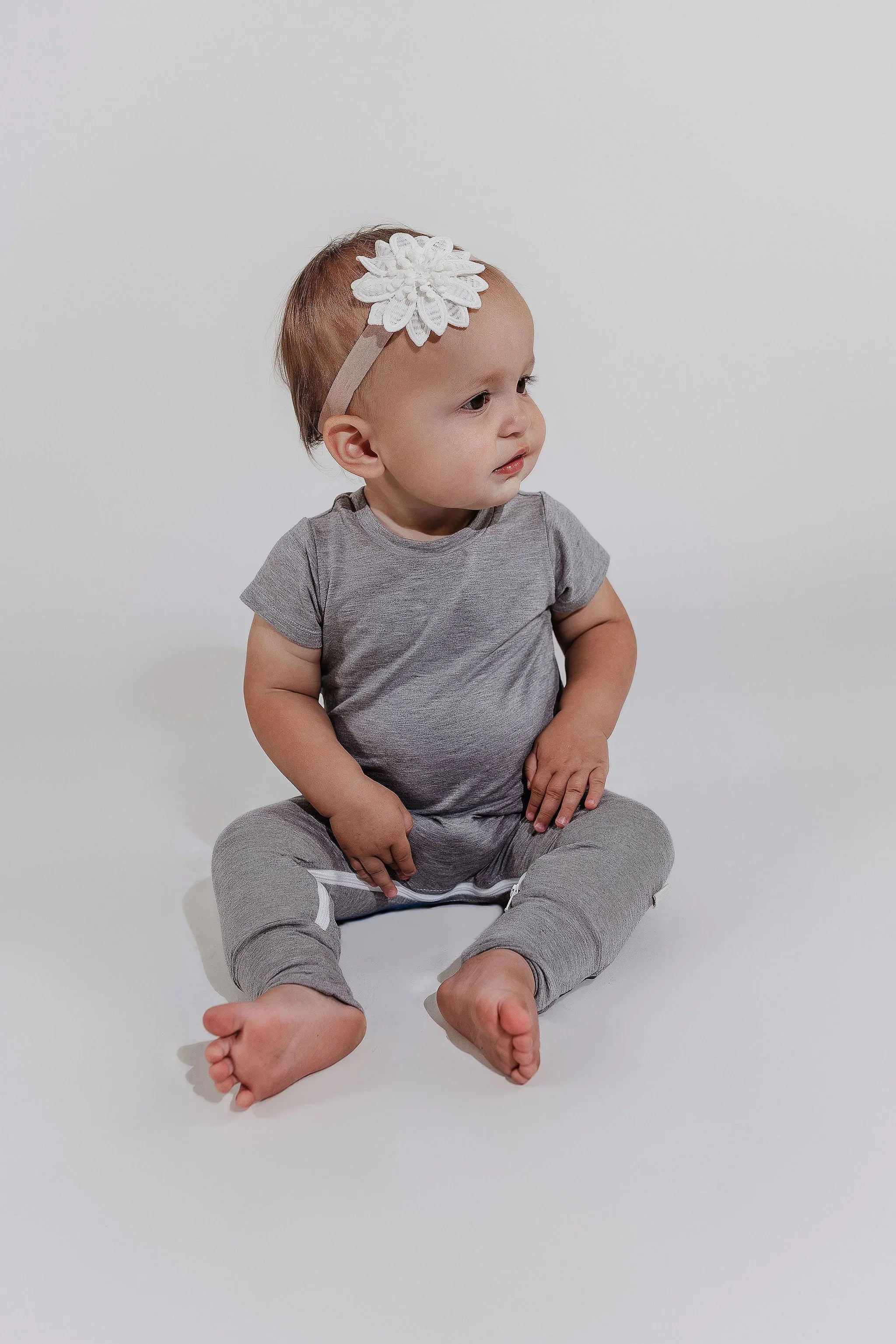 Grey Bamboo Lyocell Zip Romper - Image 2
