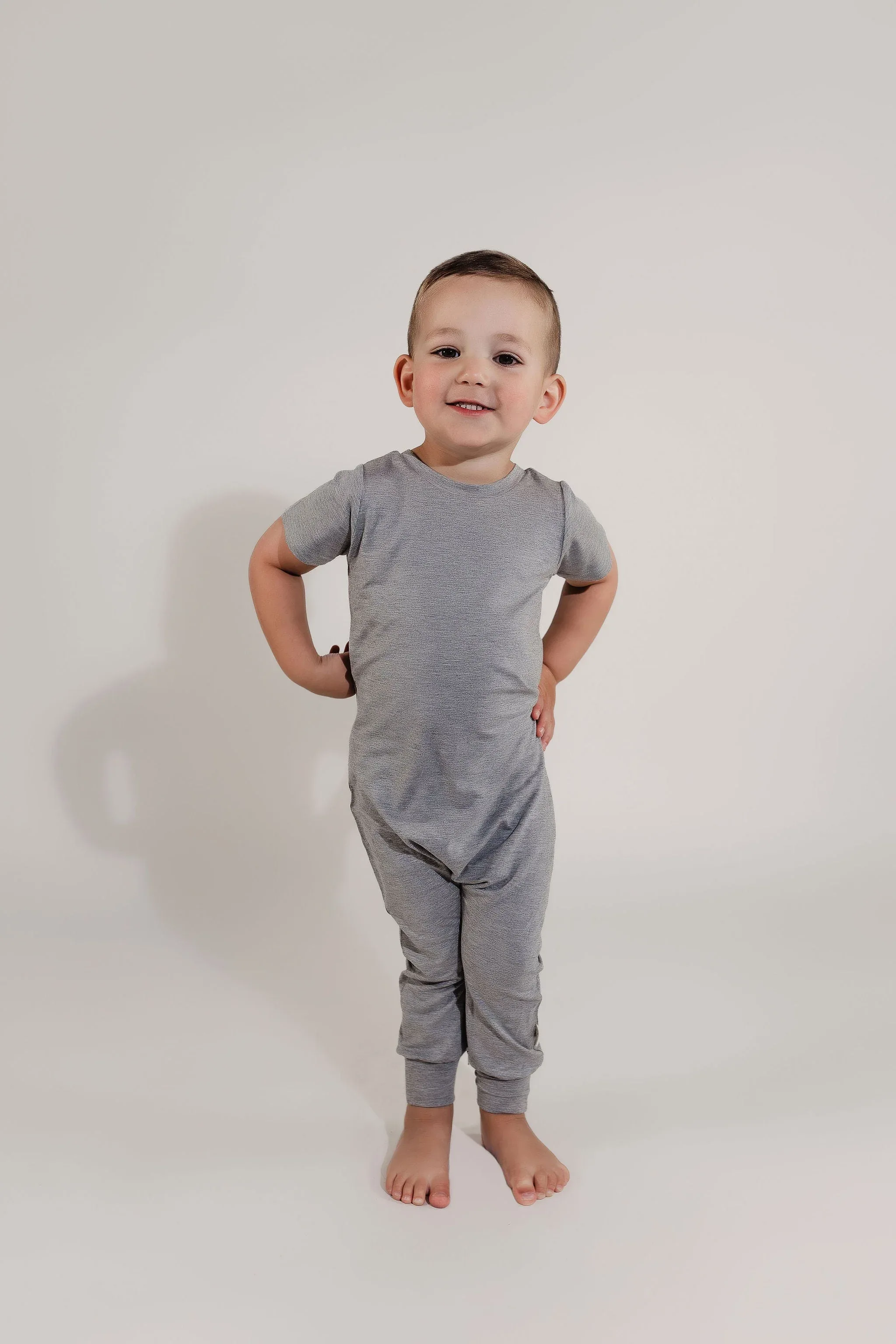 Grey Bamboo Lyocell Zip Romper - Image 5