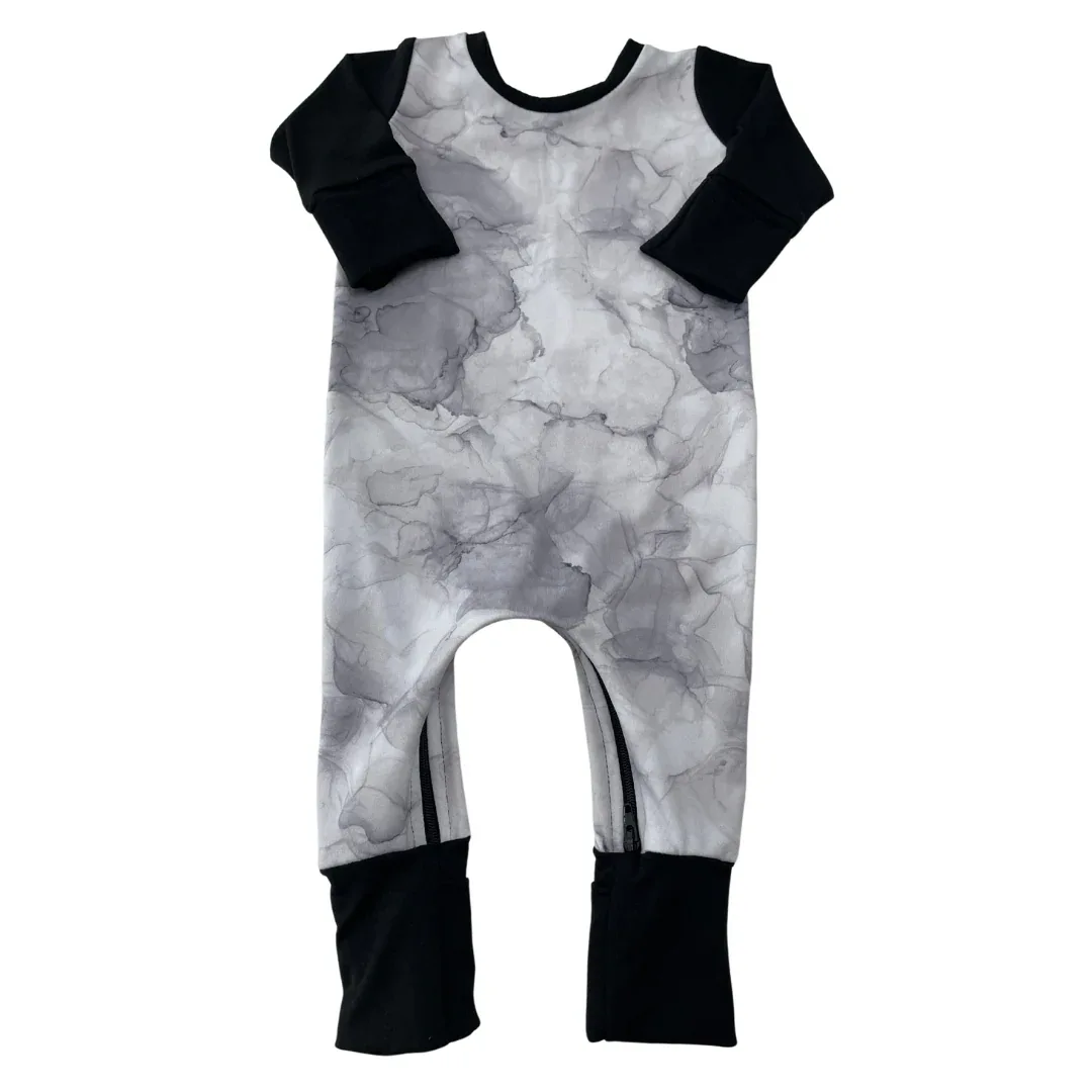 Grey Tie Dye Zip Romper - Image 4