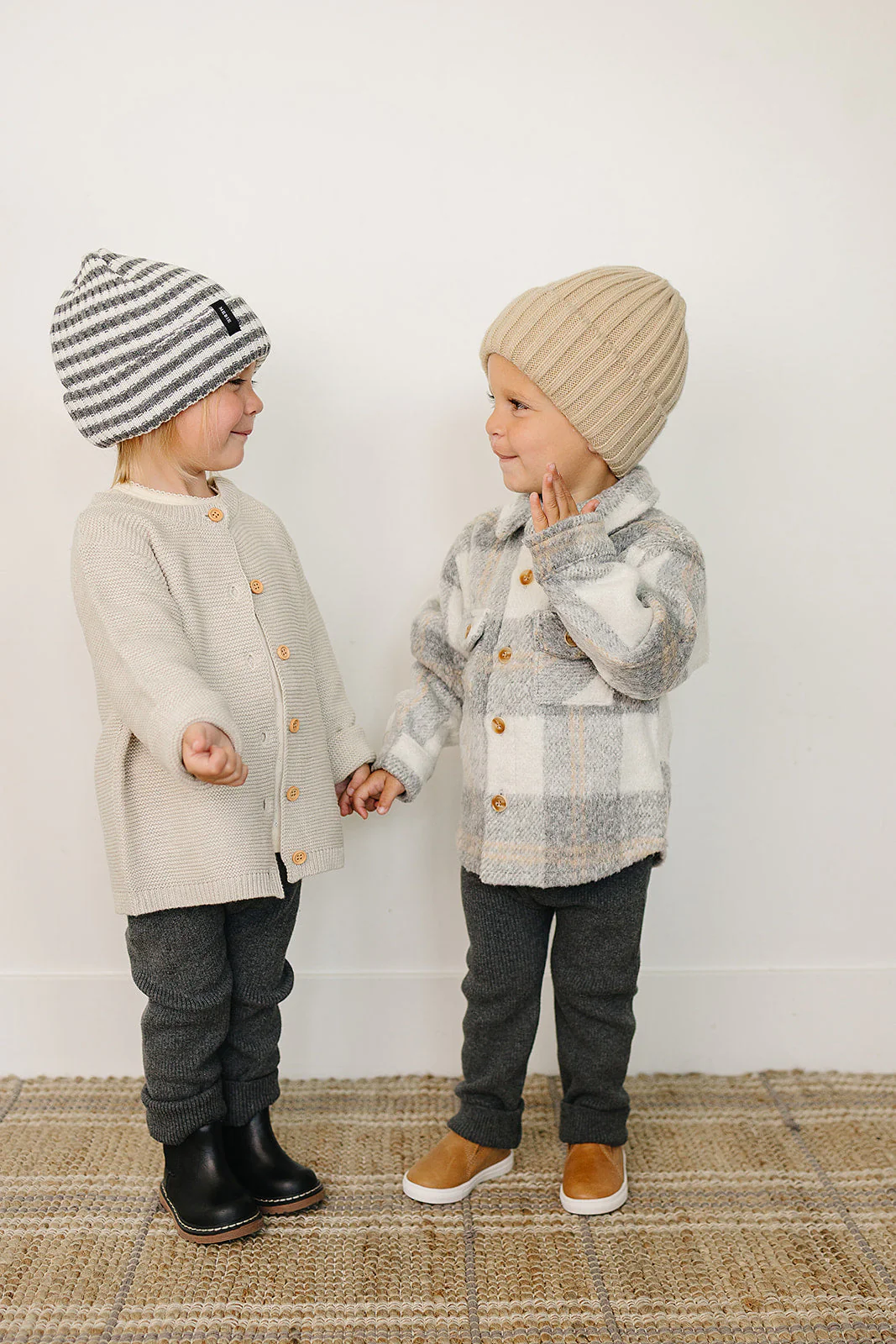 Grey & White Stripe Chunky Knit Beanie - Image 6
