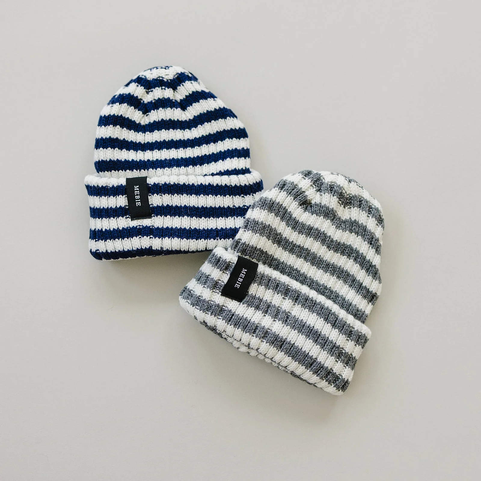 Grey & White Stripe Chunky Knit Beanie - Image 7