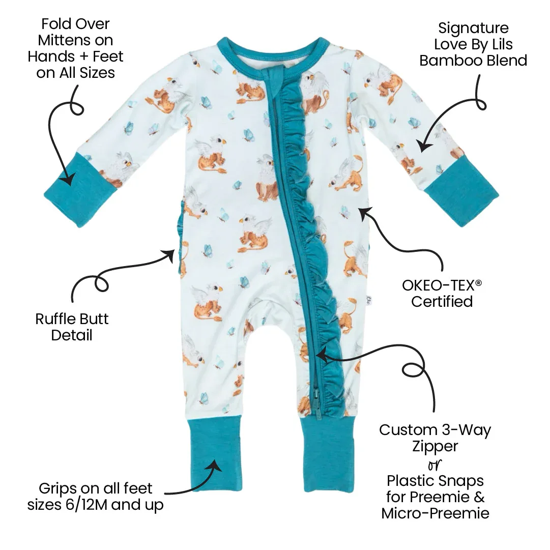 Griffin Butterflies Bamboo Ruffle Convertible Footie - Image 2