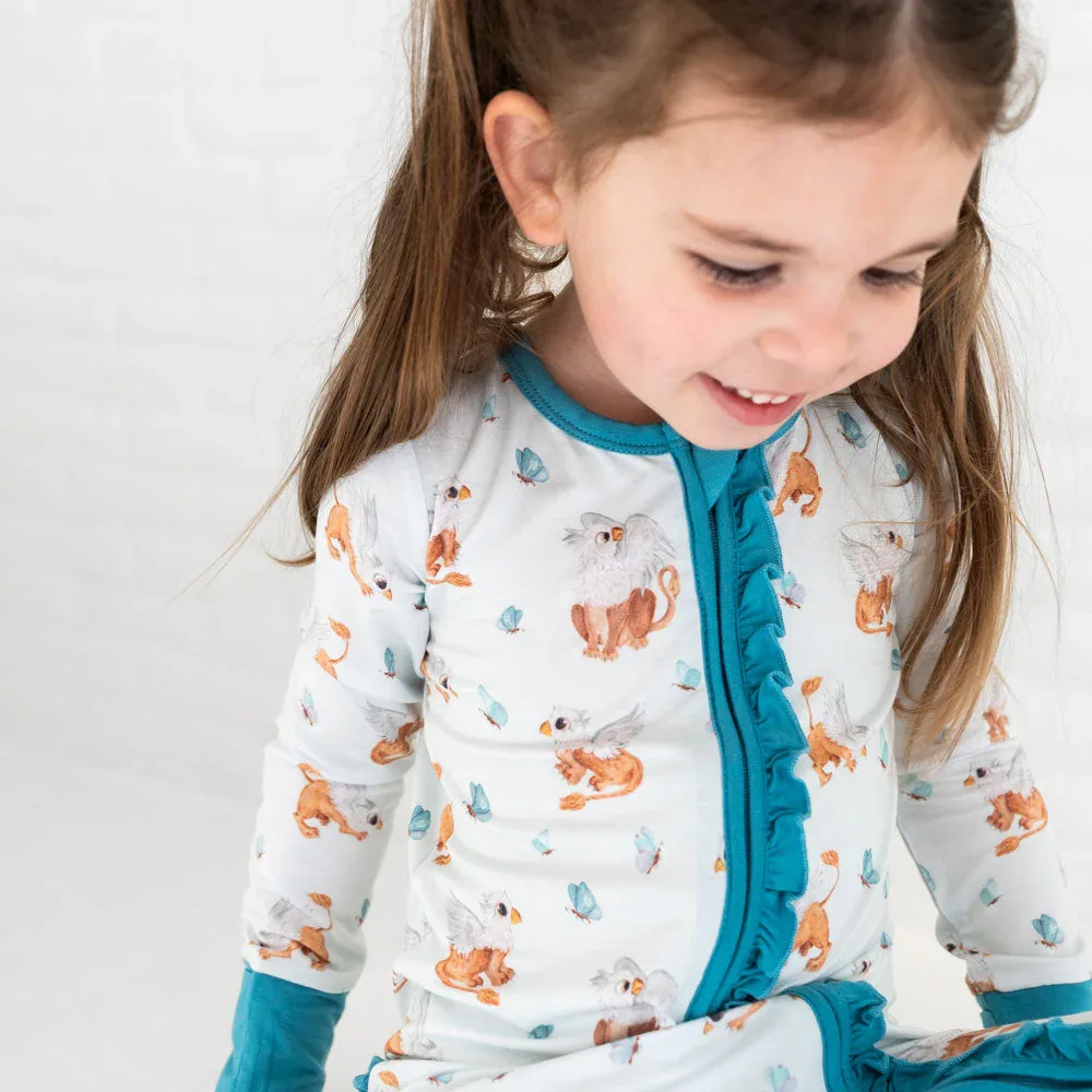 Griffin Butterflies Bamboo Ruffle Convertible Footie - Image 3