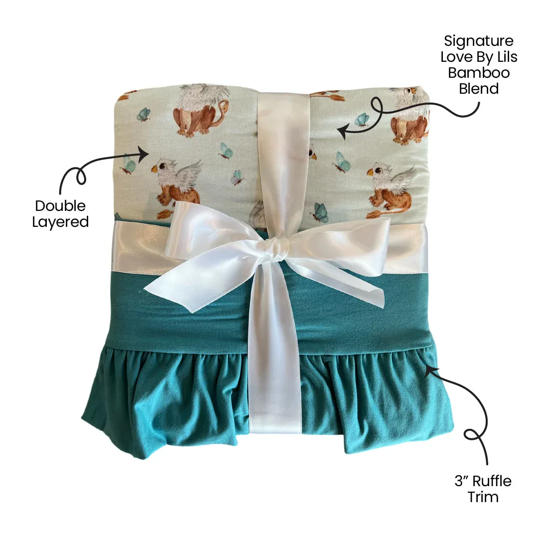 Griffin Butterflies Bamboo Ruffle Toddler Blanket - Image 2