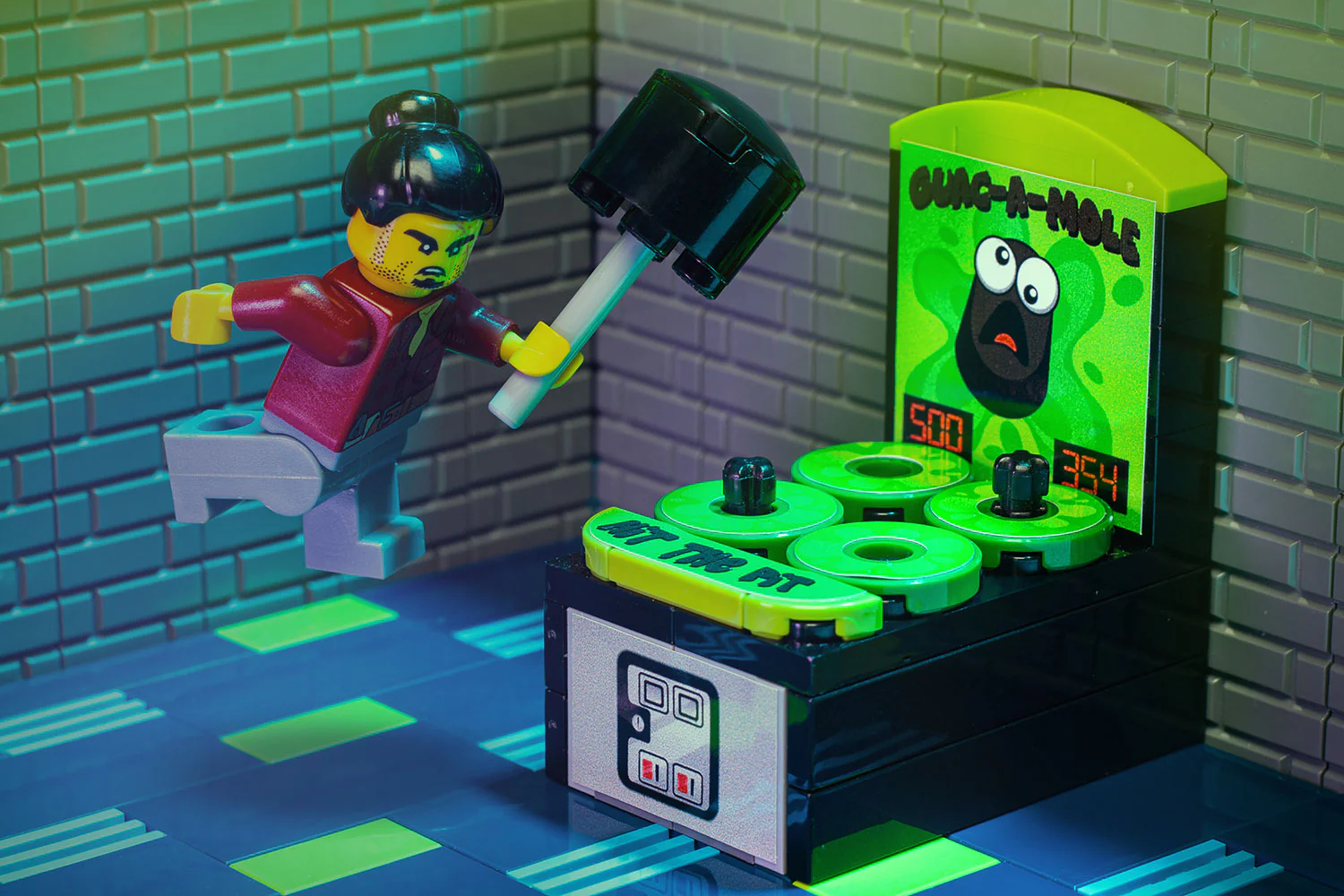 Guac-A-Mole - Custom Arcade Whac-A-Mole Set made using LEGO parts - B3 Customs - Image 2