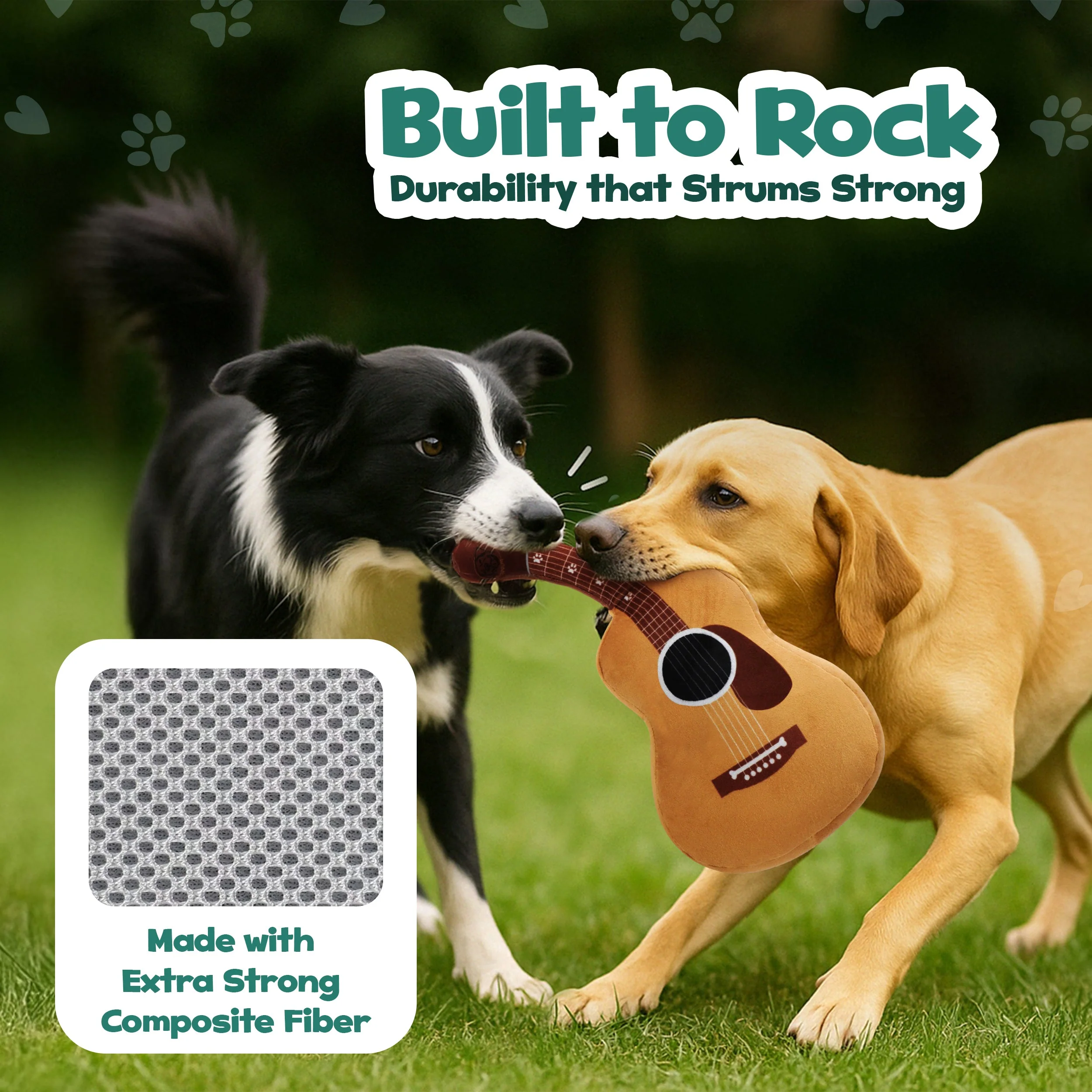 Guitar Squeaky Dog Toy – Plush Crinkle Dog Toy for Medium & Large Dogs, Durable Musical Dog Toy for Tug, Fetch & Birthday Gifts - Image 4
