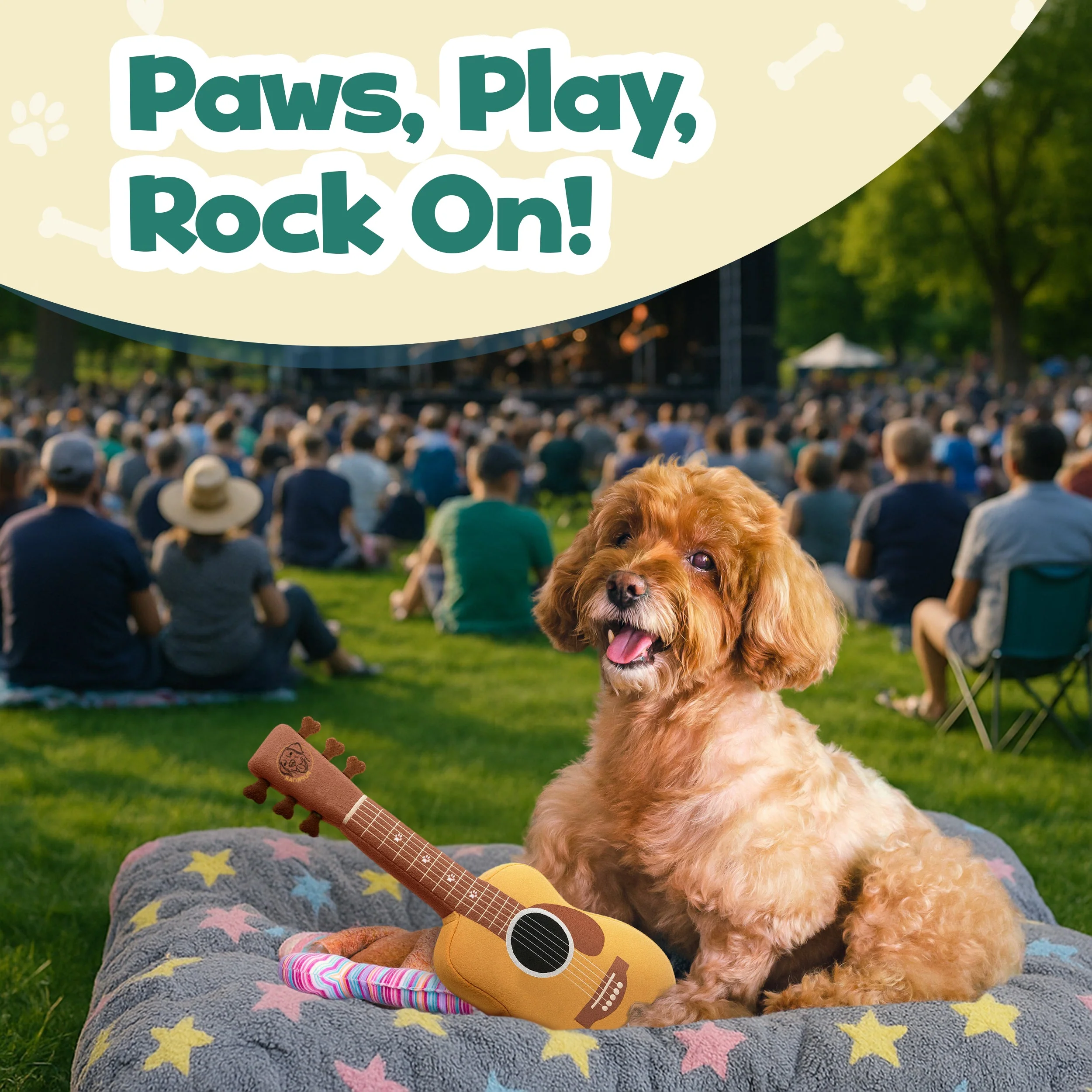 Guitar Squeaky Dog Toy – Plush Crinkle Dog Toy for Medium & Large Dogs, Durable Musical Dog Toy for Tug, Fetch & Birthday Gifts - Image 7