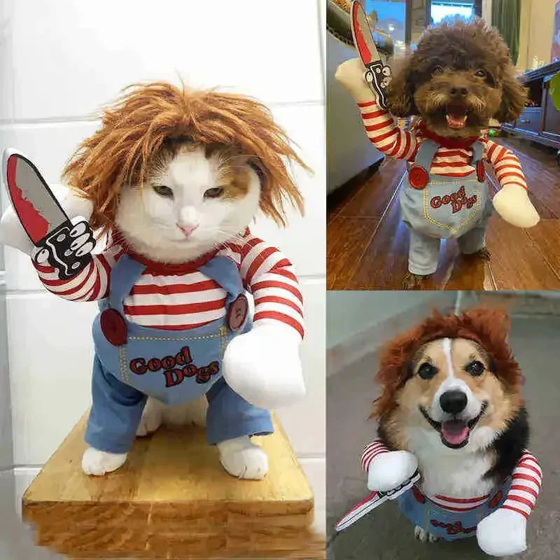 Halloween Dagger Pet Costume - Funny Knife-Holding Dog & Cat Standing Dress for Festival Dress-Up - Image 3