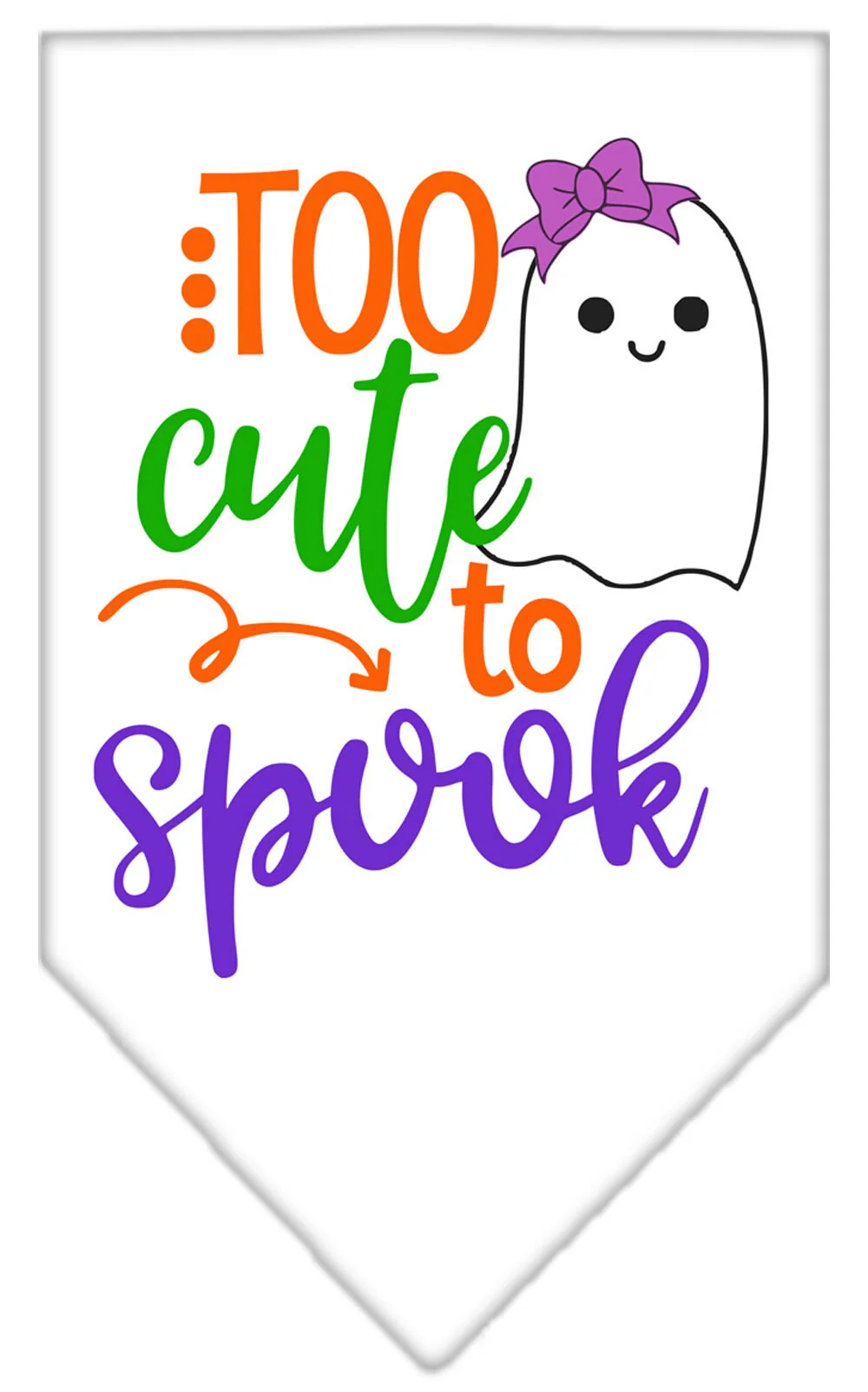 Halloween Pet and Dog Bandana Screen Printed, "Too Cute To Spook - Girly Ghost" - Image 10