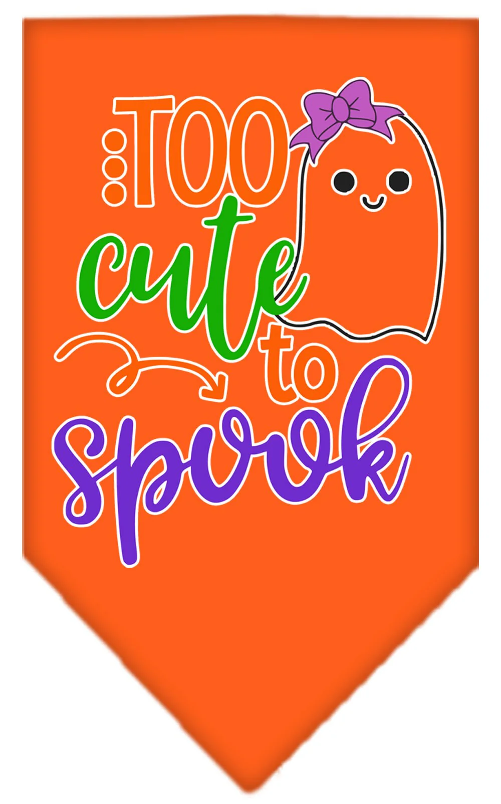 Halloween Pet and Dog Bandana Screen Printed, "Too Cute To Spook - Girly Ghost" - Image 4