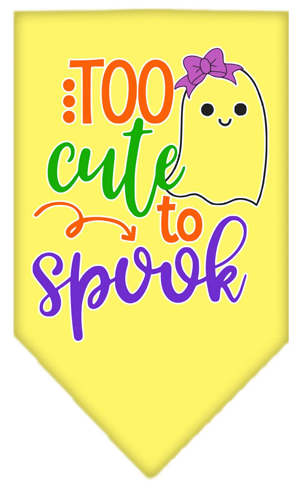 Halloween Pet and Dog Bandana Screen Printed, "Too Cute To Spook - Girly Ghost" - Image 6