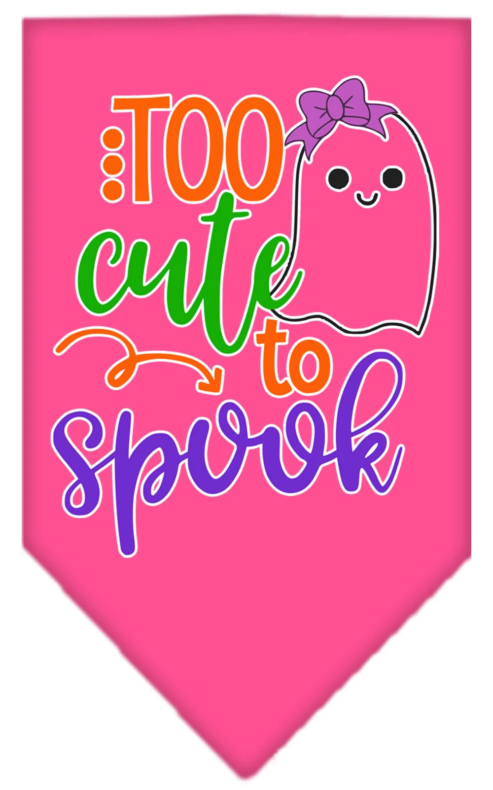 Halloween Pet and Dog Bandana Screen Printed, "Too Cute To Spook - Girly Ghost" - Image 7