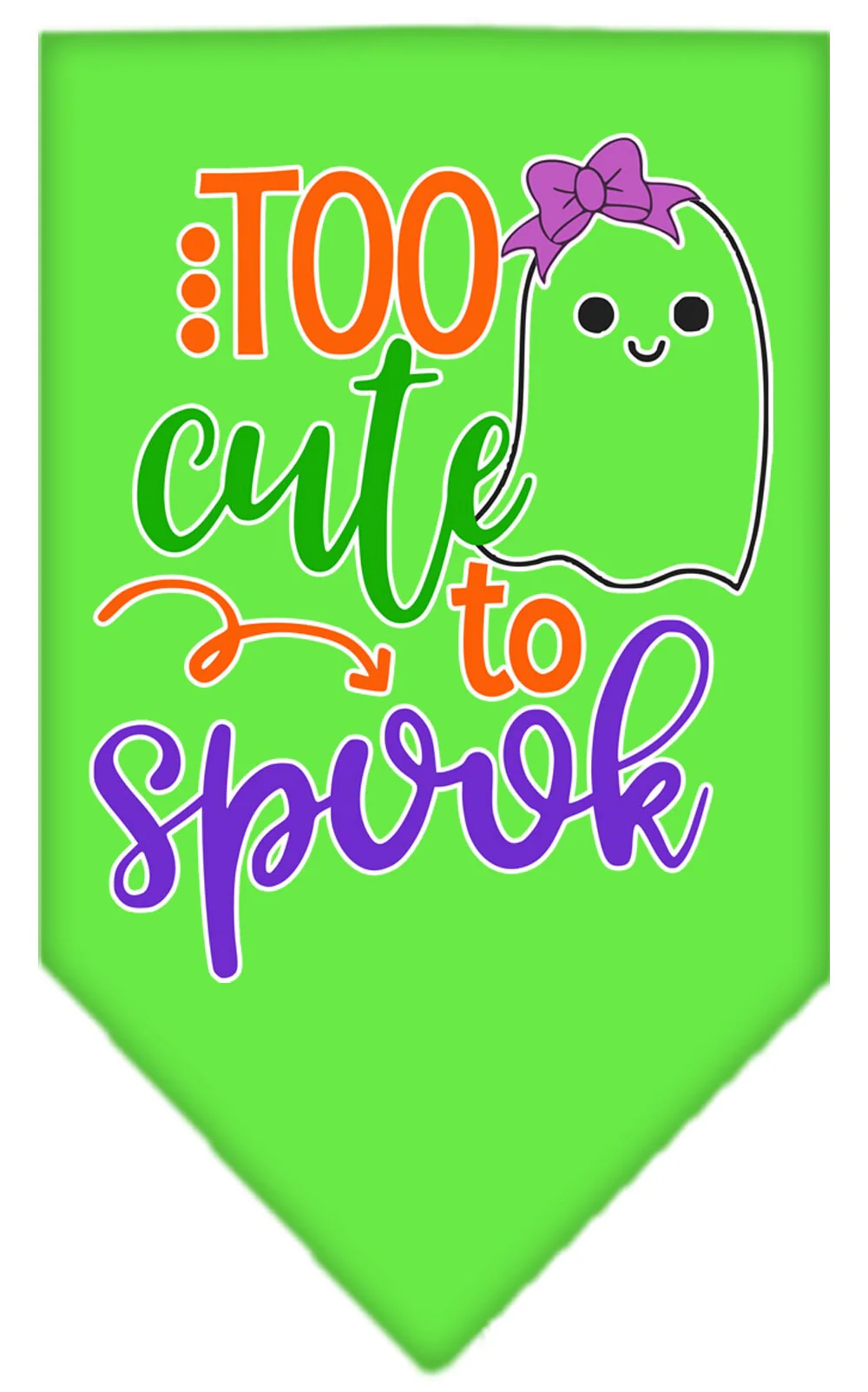 Halloween Pet and Dog Bandana Screen Printed, "Too Cute To Spook - Girly Ghost" - Image 8