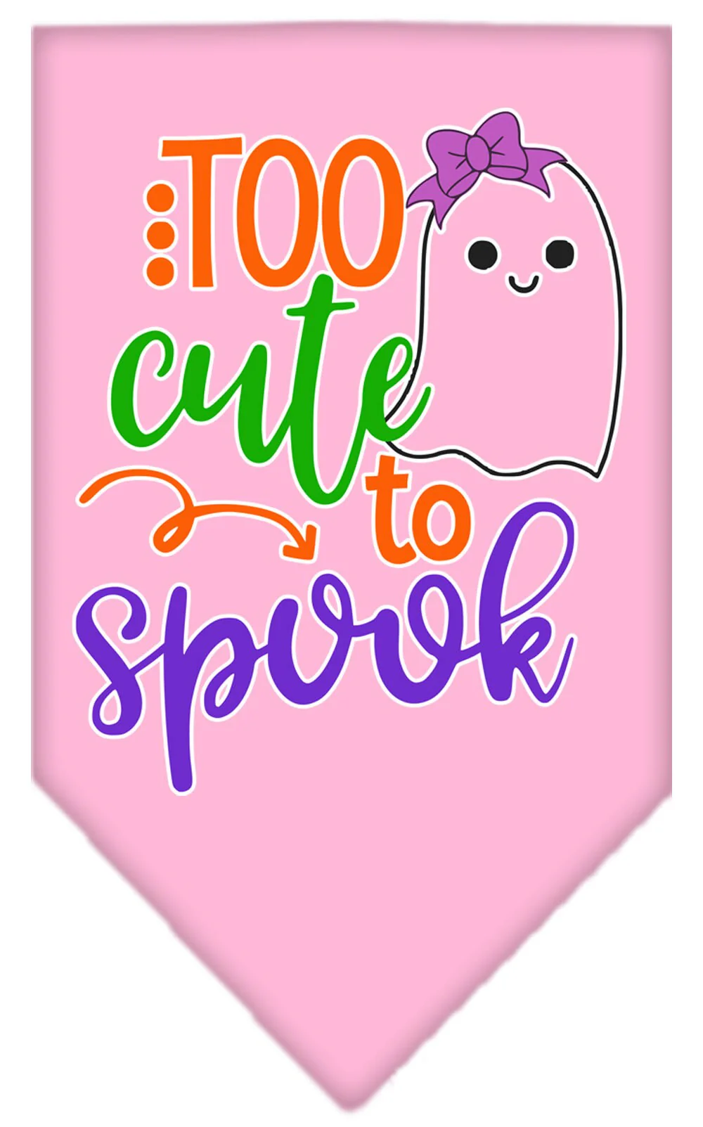 Halloween Pet and Dog Bandana Screen Printed, "Too Cute To Spook - Girly Ghost" - Image 9