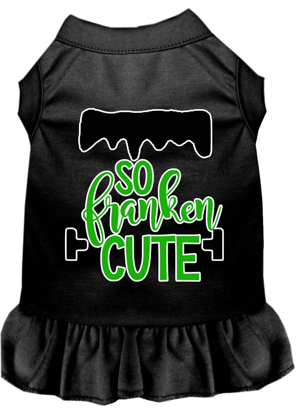 Halloween Pet Dress Screen Printed, "So Franken Cute" - Image 3