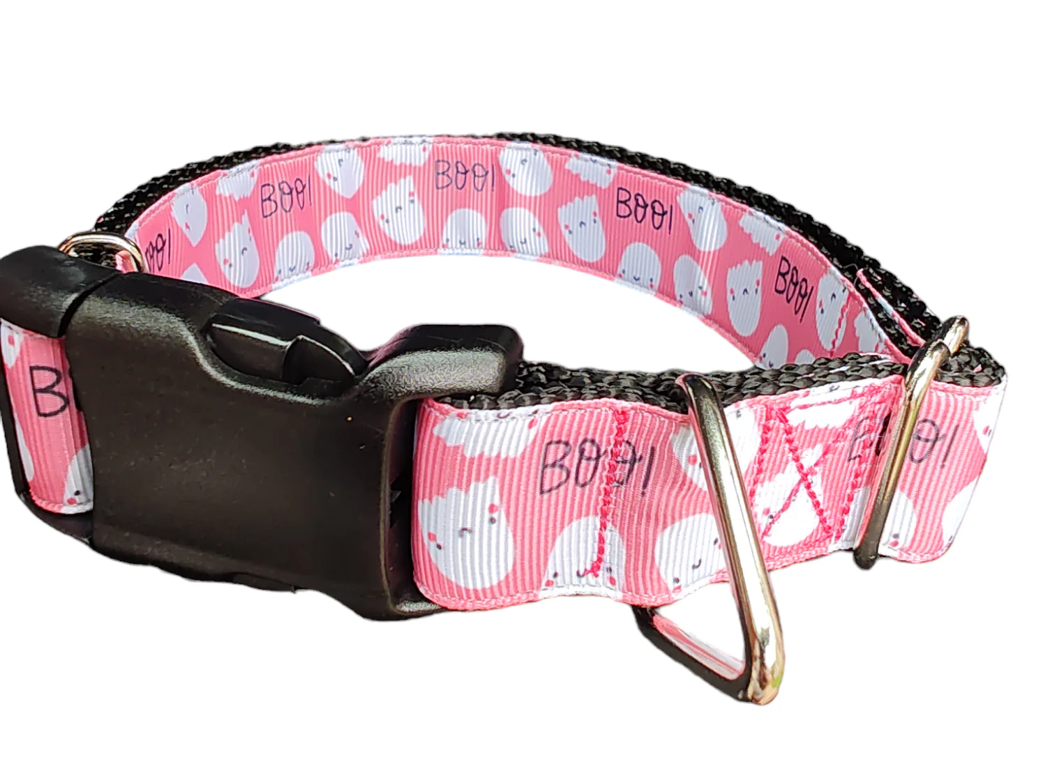 Halloween Pink Ghosts Nylon Dog Collar - Image 2