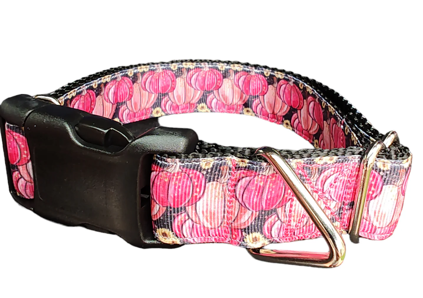 Halloween Pink Pumpkins Nylon Dog Collar - Image 2