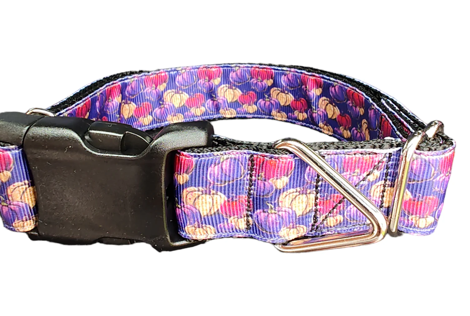 Halloween Purple Pumpkin Patch Nylon Dog Collar - Image 2