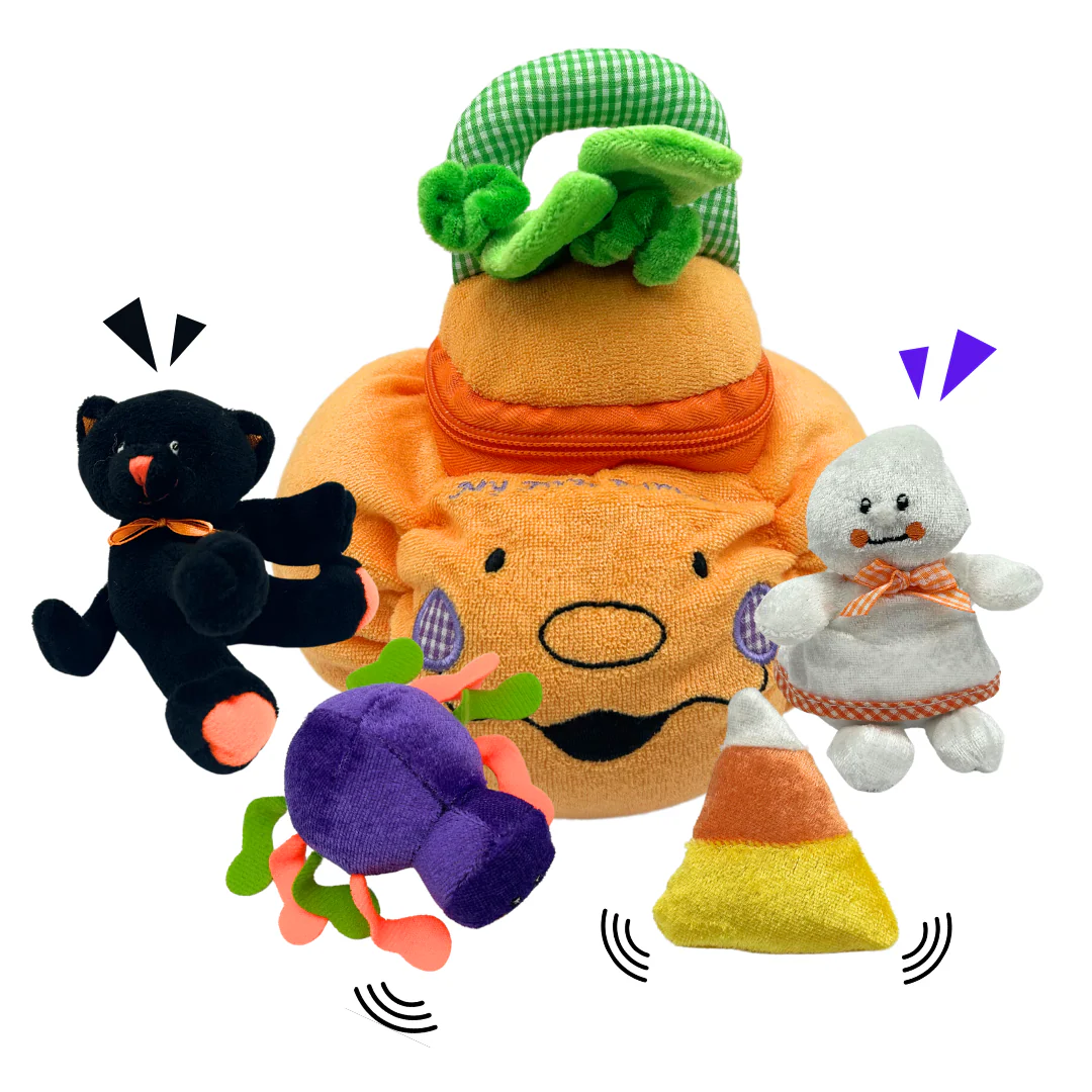 Halloween Stuffed Pumpkin Playset with 4 ct Sensory Toys - Image 4