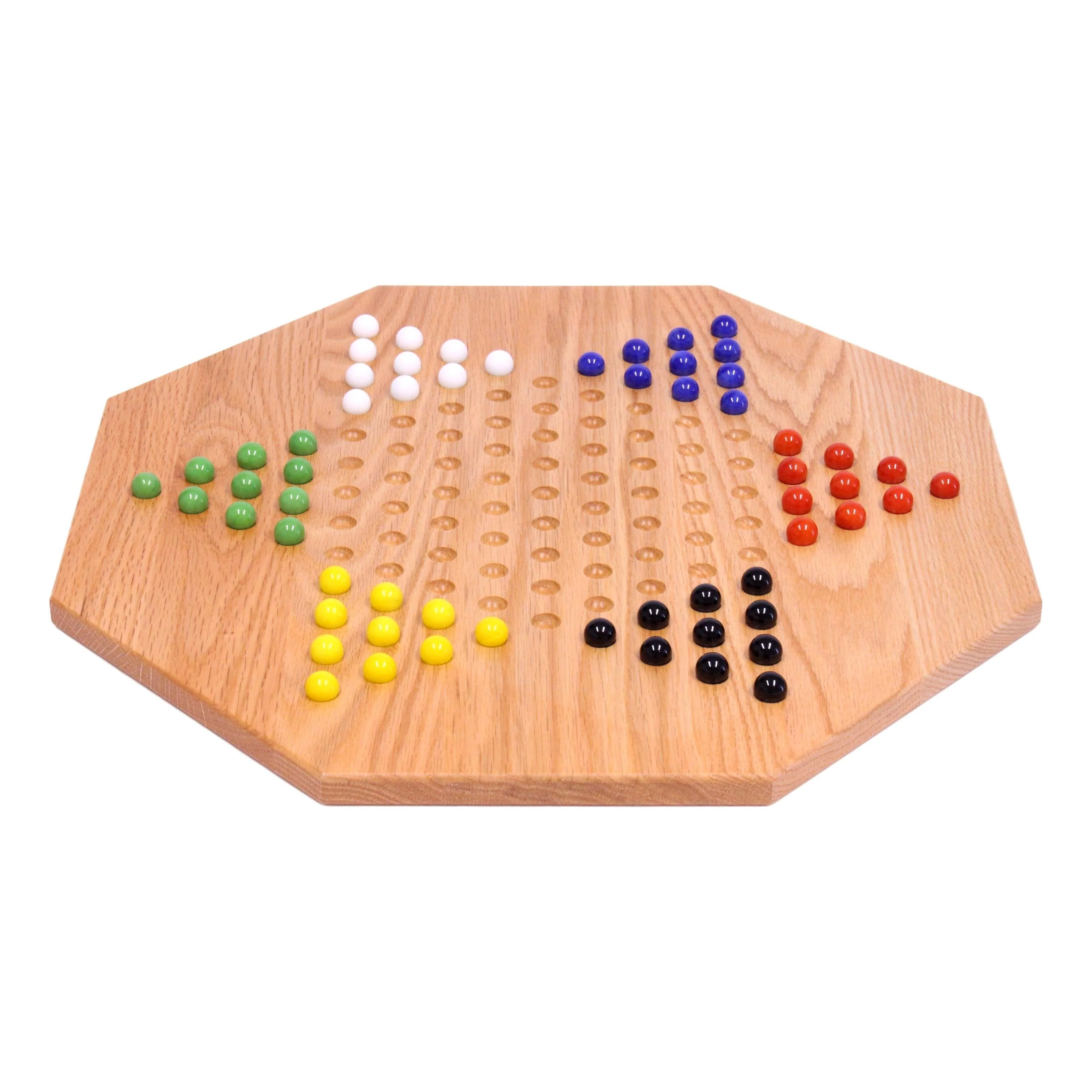 Hand-Painted Oak Wooden Chinese Checkers Board Game, 19" Wide - Image 5