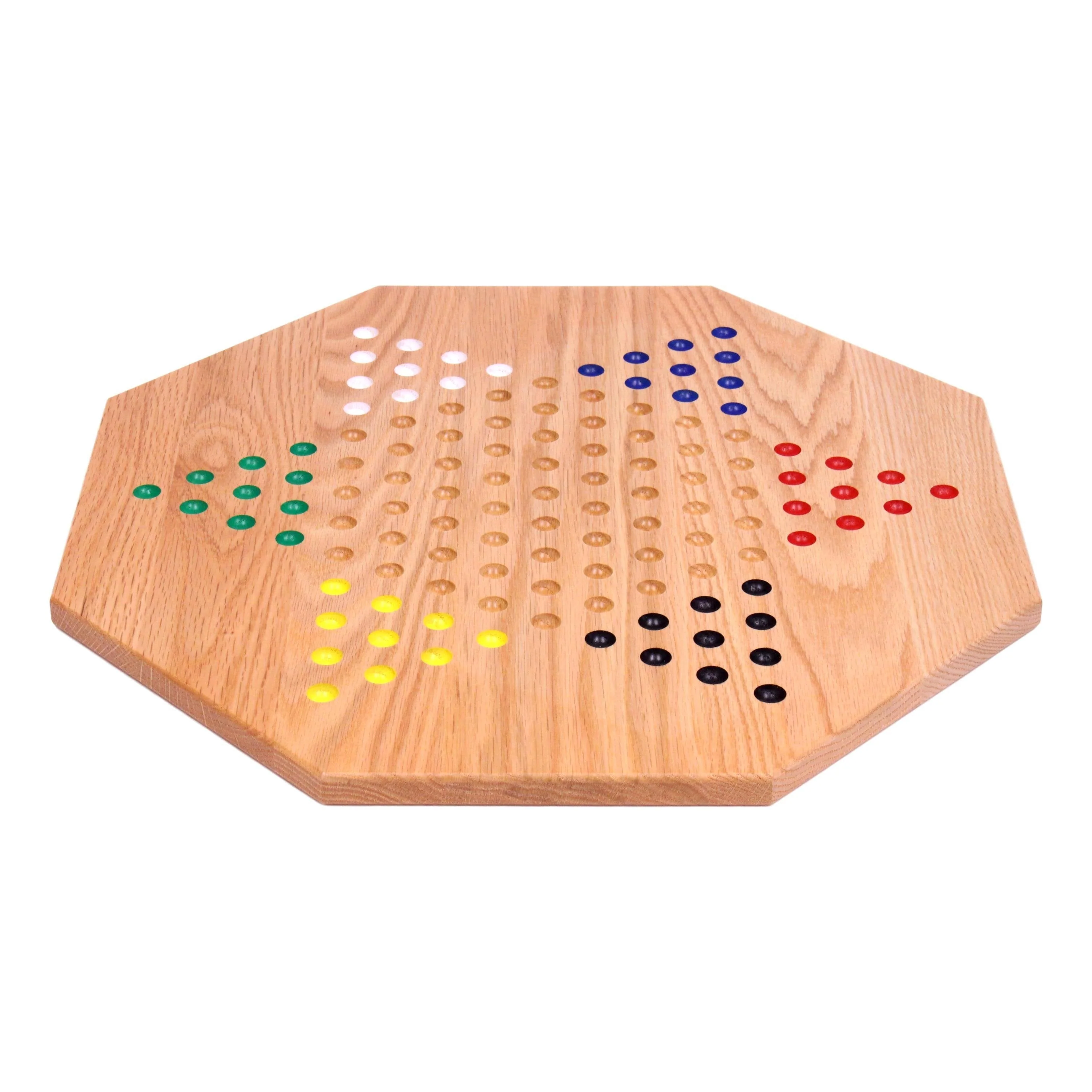 Hand-Painted Oak Wooden Chinese Checkers Board Game, 19" Wide - Image 7