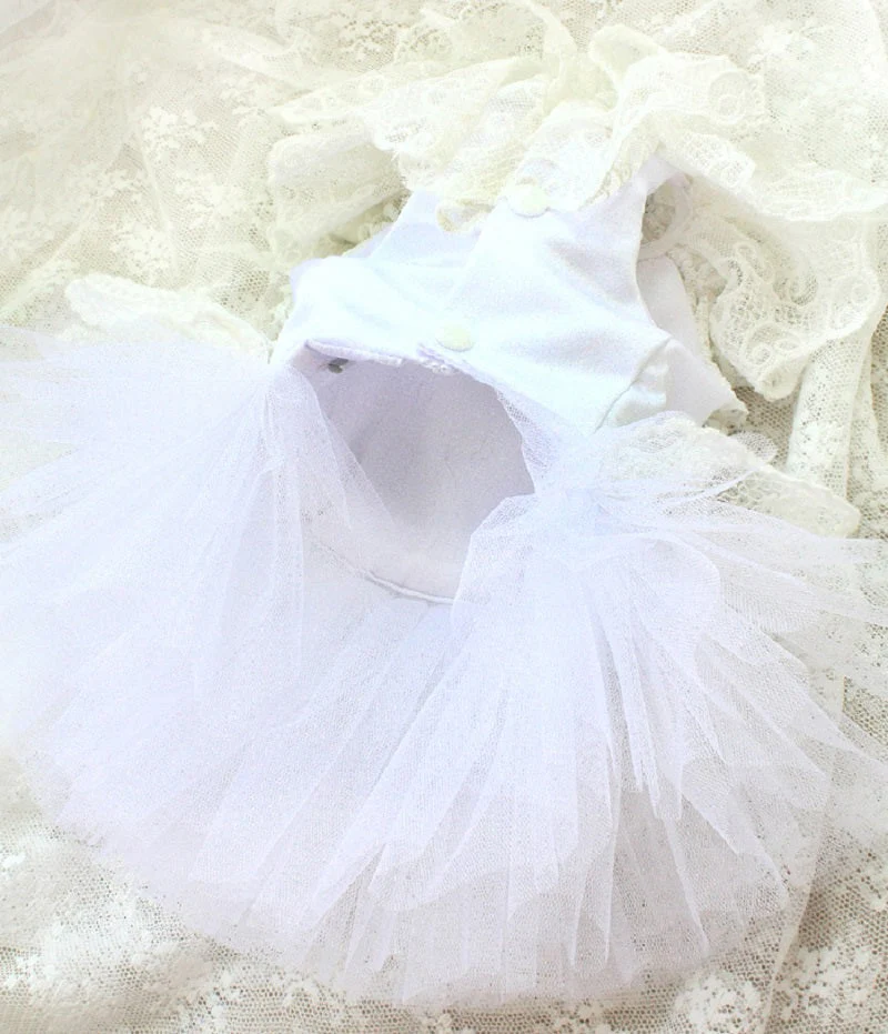 Handcraft White Lace Vintage Dog Wedding Dress Pet Bridal Outfit - Image 4
