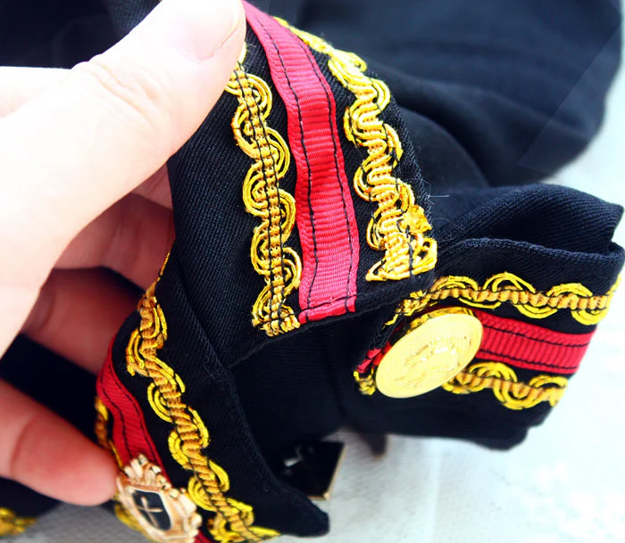 Handcrafted Royal Military Pet Suit Gold Trimmed Dog Outfit Jacket Suit Shirt Two-Piece Prince Uniform Badge - Image 10
